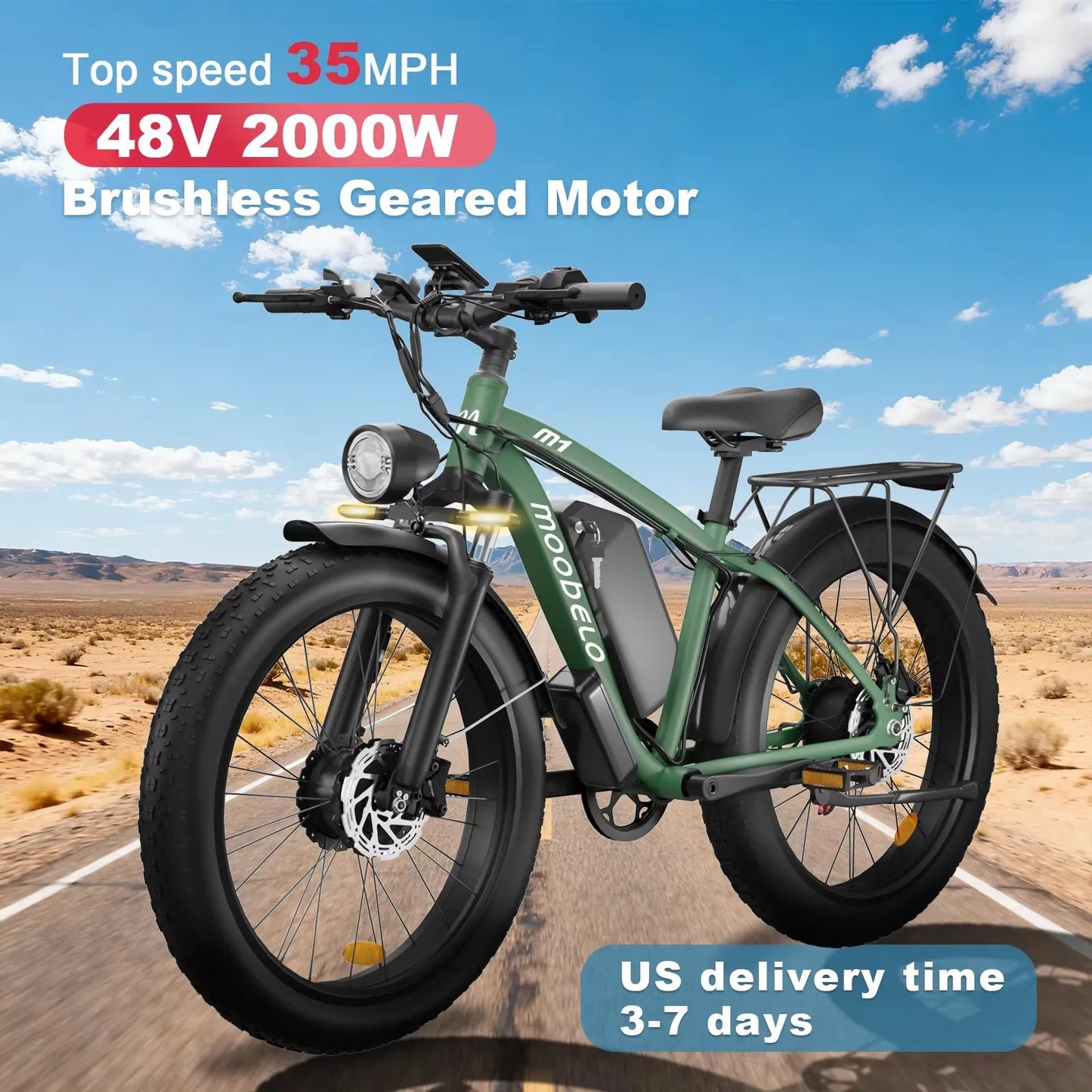 MOOBELO M1 48V 2000W Dual Motor Fat Tire Electric Bike