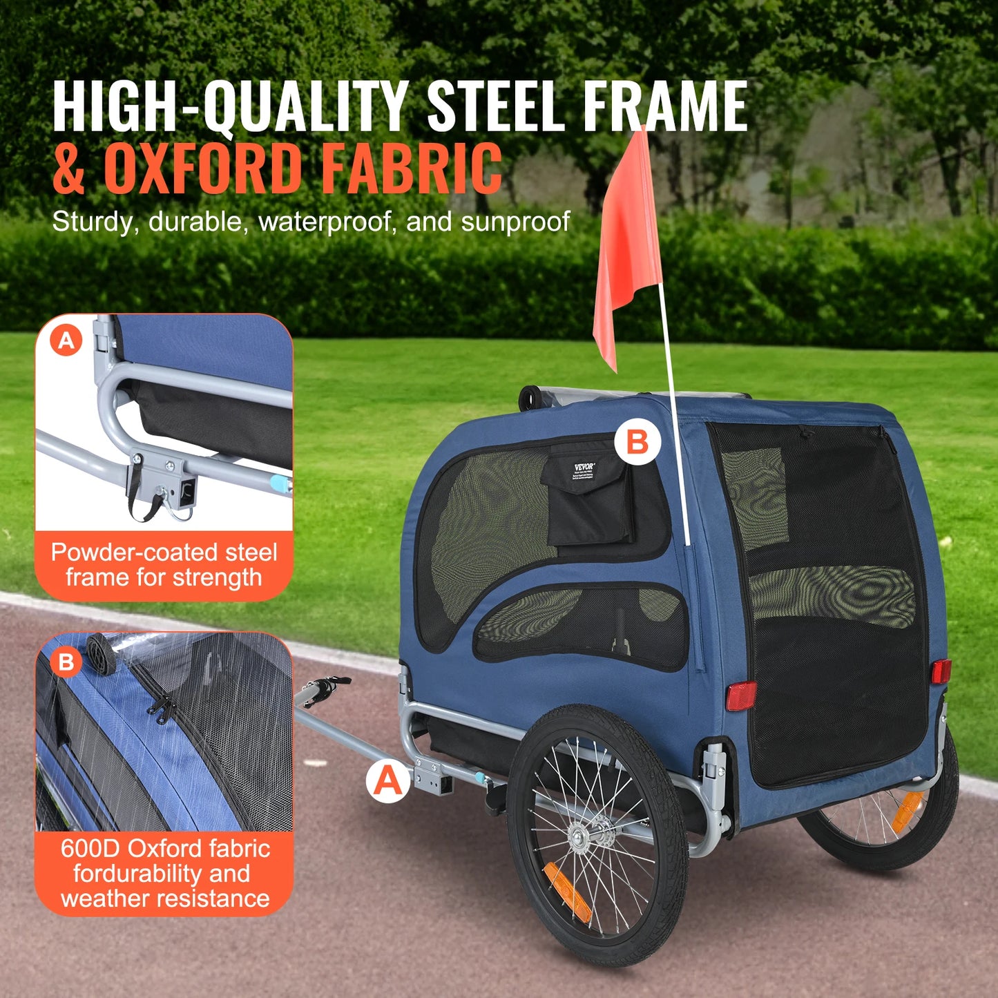 SucceBuy Pet Bicycle Trailer for Dogs Carrier With Reflectors