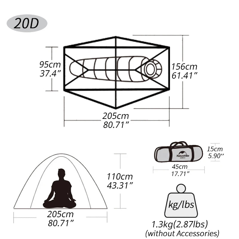 Naturehike One Person Ultralight Backpacking Tent