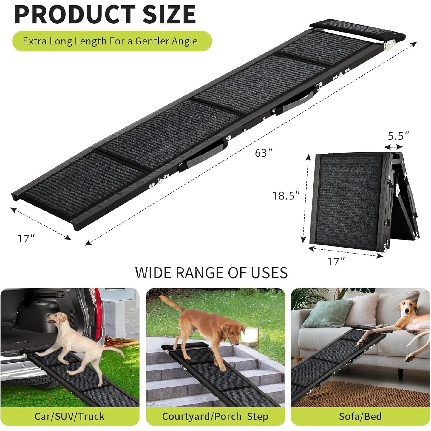 HiMISSDog Upgraded Car Ramp With Non Slip Surface Large Dogs
