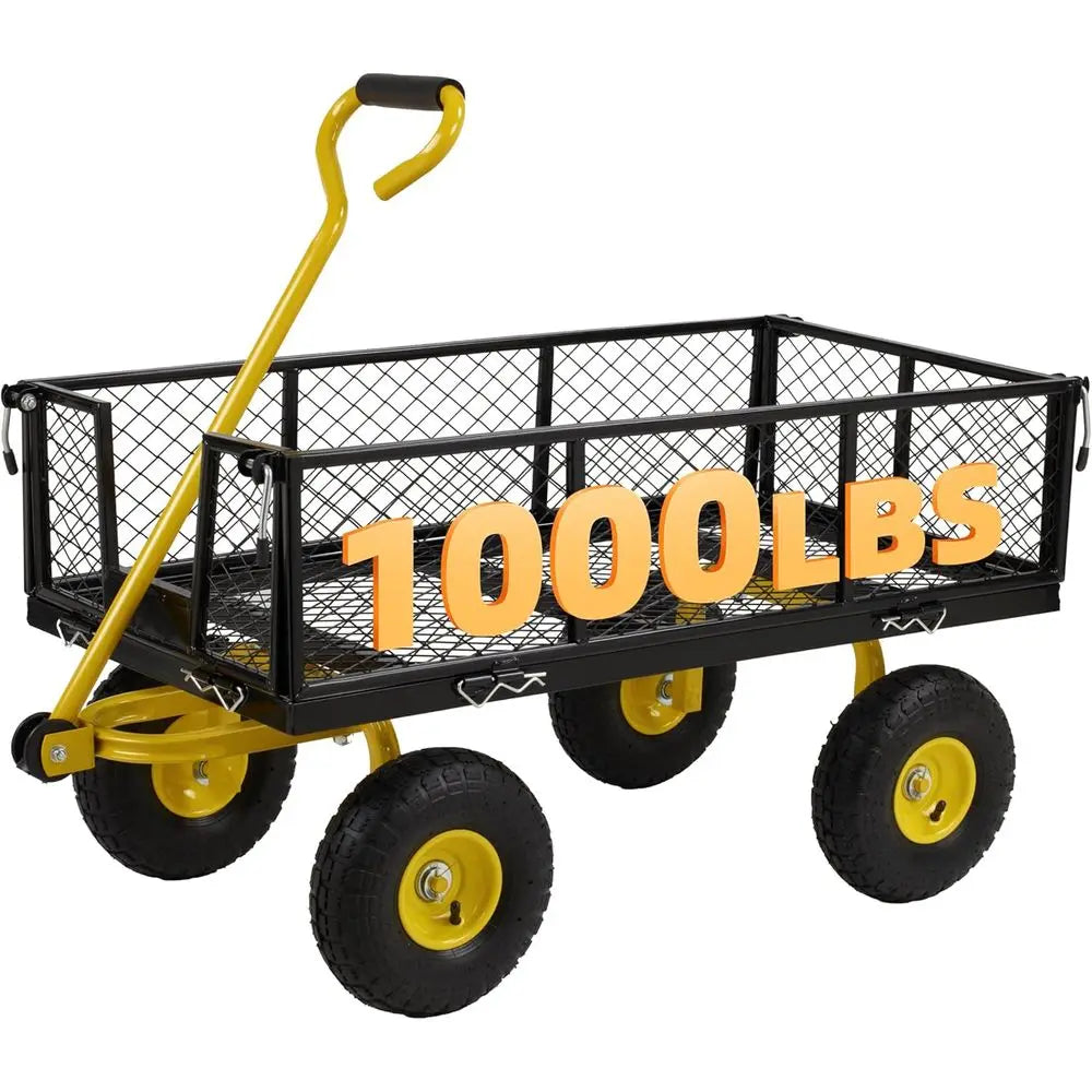 Heavy Duty 1000 Lbs Capacity Mesh Steel Garden Cart