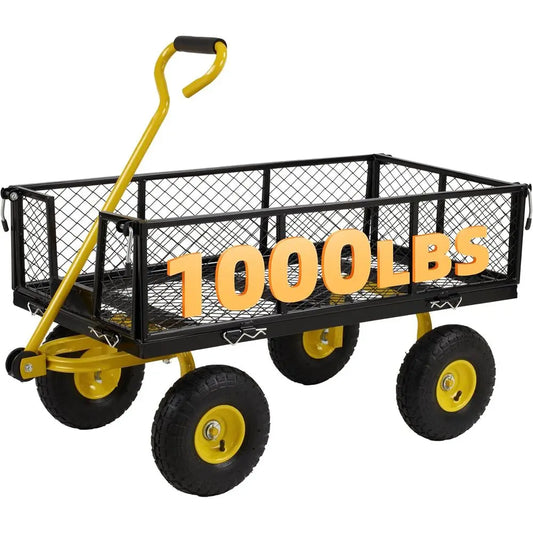 Heavy Duty 1000 Lbs Capacity Mesh Steel Garden Cart
