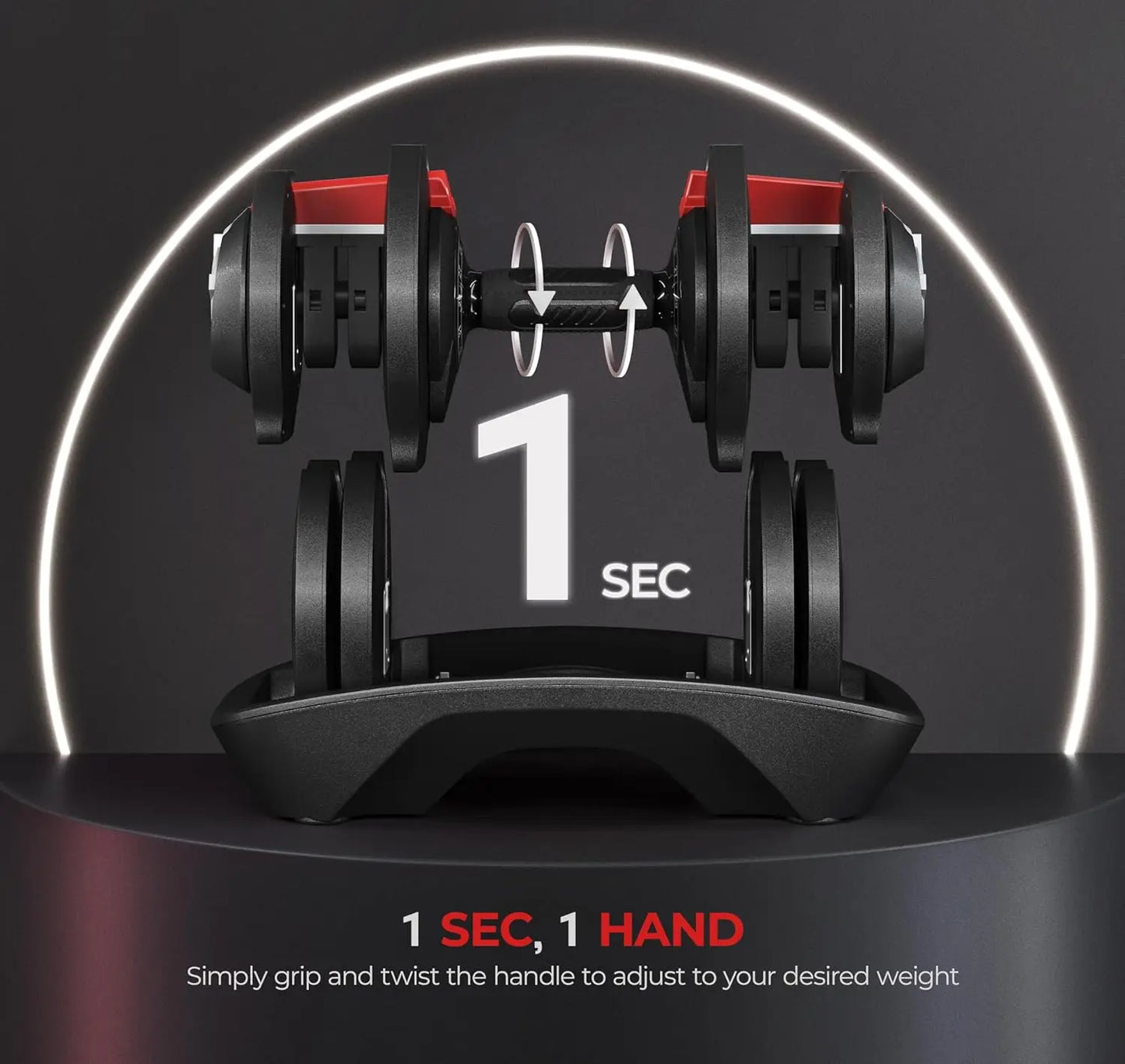 Adjustable Dumbbell Set With Anti Slip Handles And Tray
