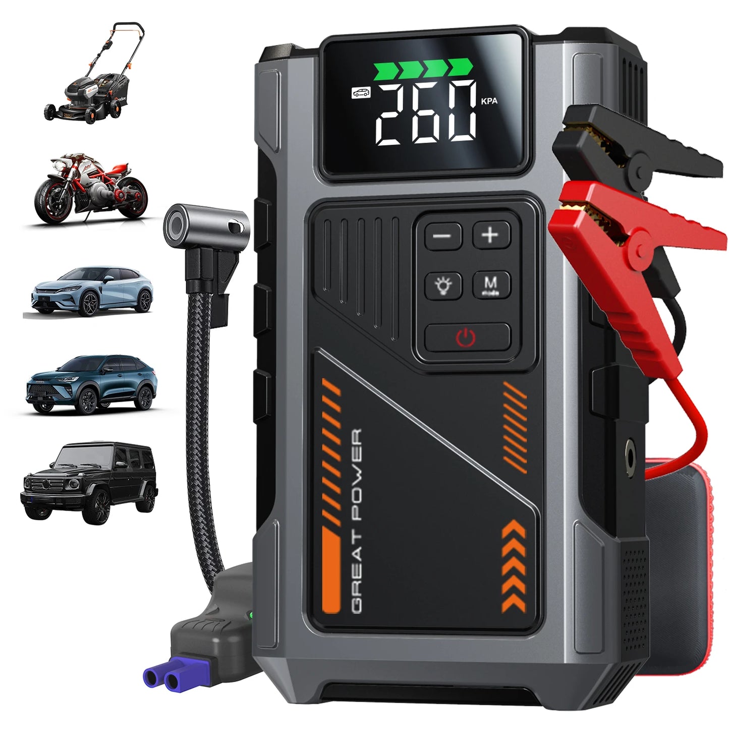 Geeneu Portable Car Jump Starter With Air Compressor
