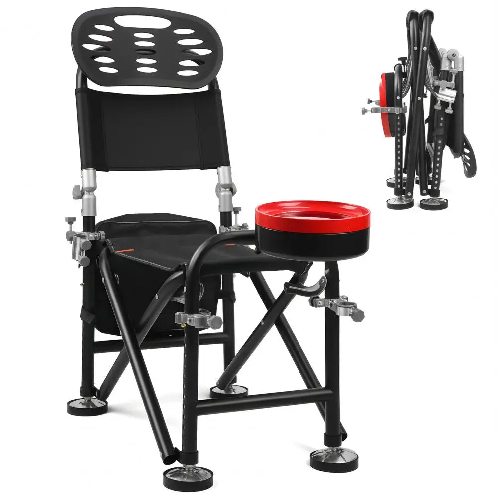 Foldable Fishing Chair With Backrest And Rod Holder