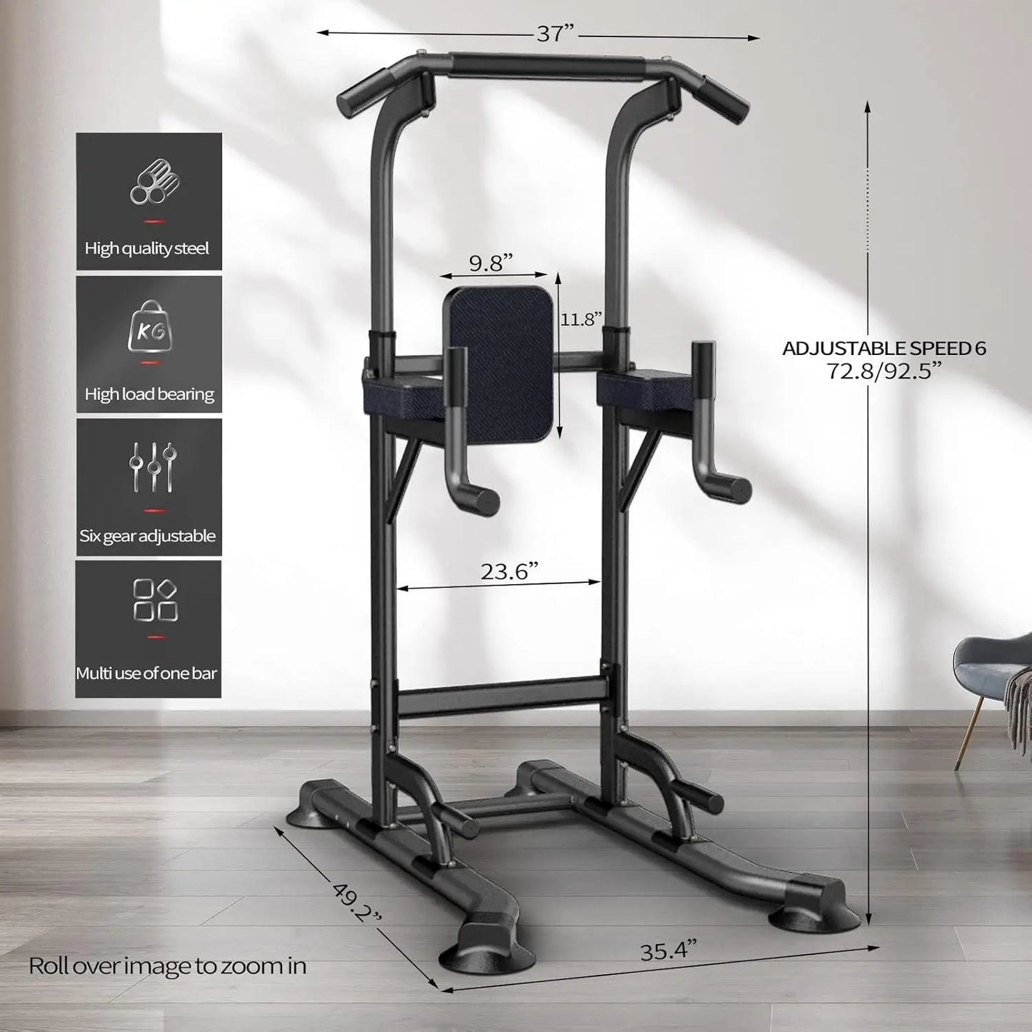 Adjustable Height Power Tower Home Gym Pull Up Dip Station