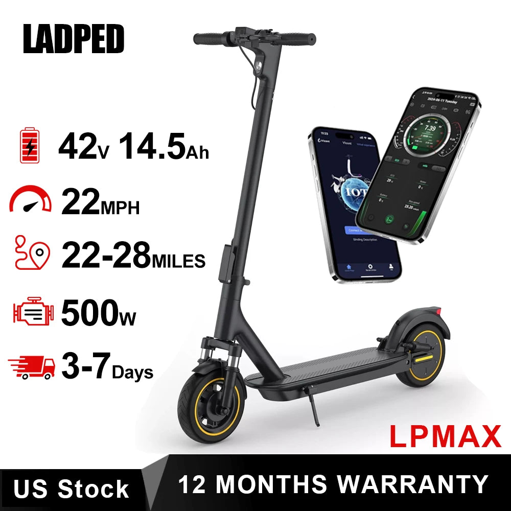 Ladped LPMAX Folding Electric Scooter 22 MPH 500W Long Range