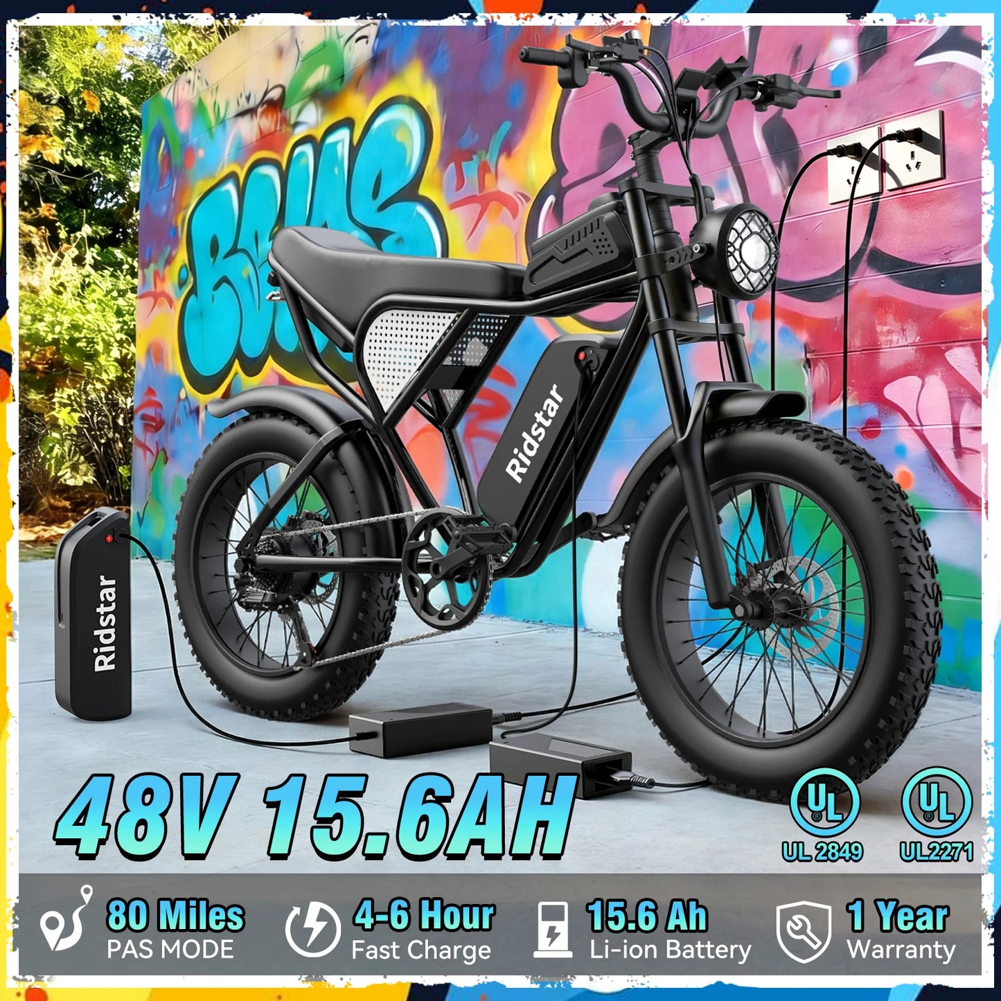 Ridstar Mini30 Electric Bike For Adults Fat Tire Mountain Bicycle