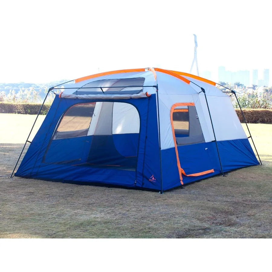 Extra Large Tent Waterproof Double Layer 2 Rooms 3 Doors