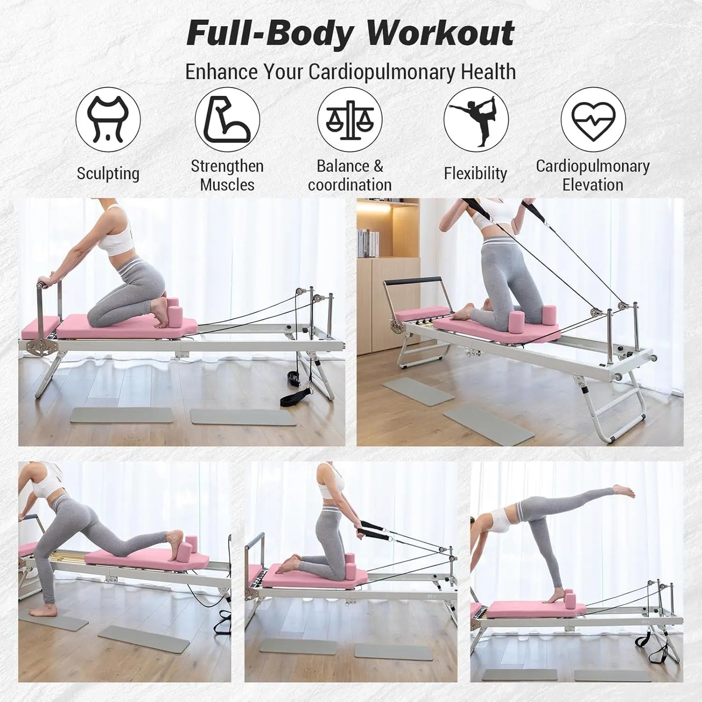 Pilates Reformer Machine Foldable for Home Gym Training