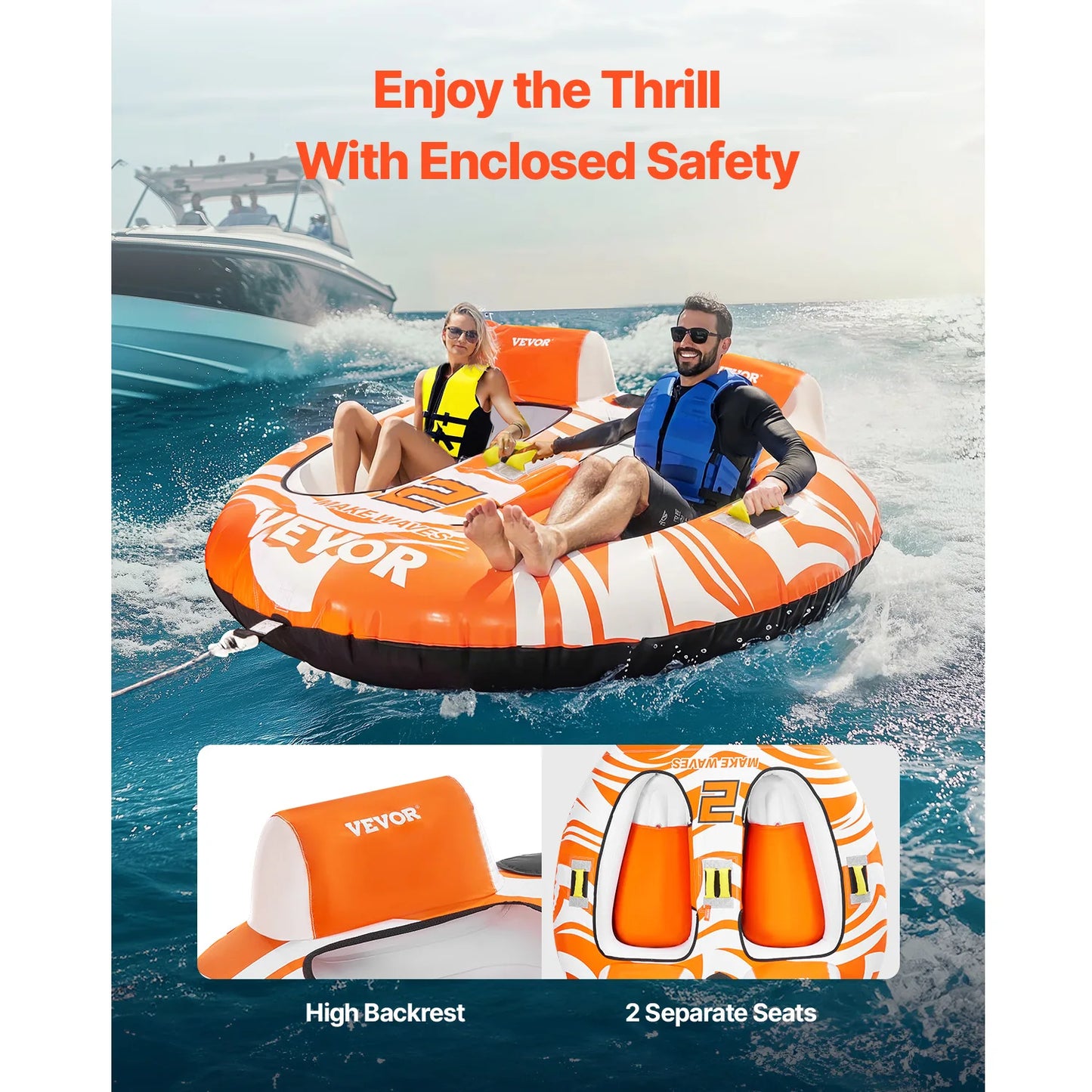 SucceBuy Towable Tubes for Boating Two Riders Water Sports