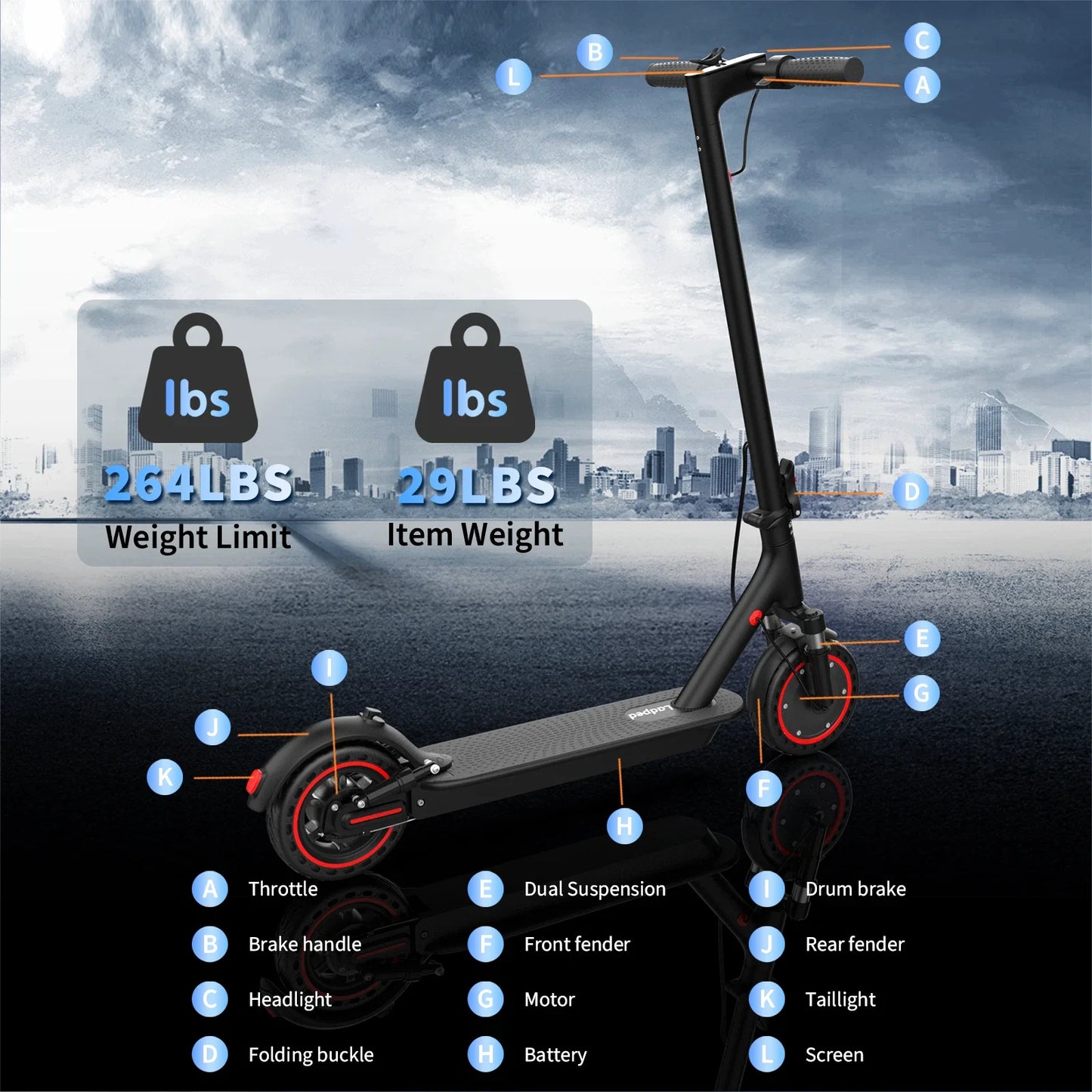 AOVOPRO AP07 Electric Scooter 19 MPH With Smart App Control