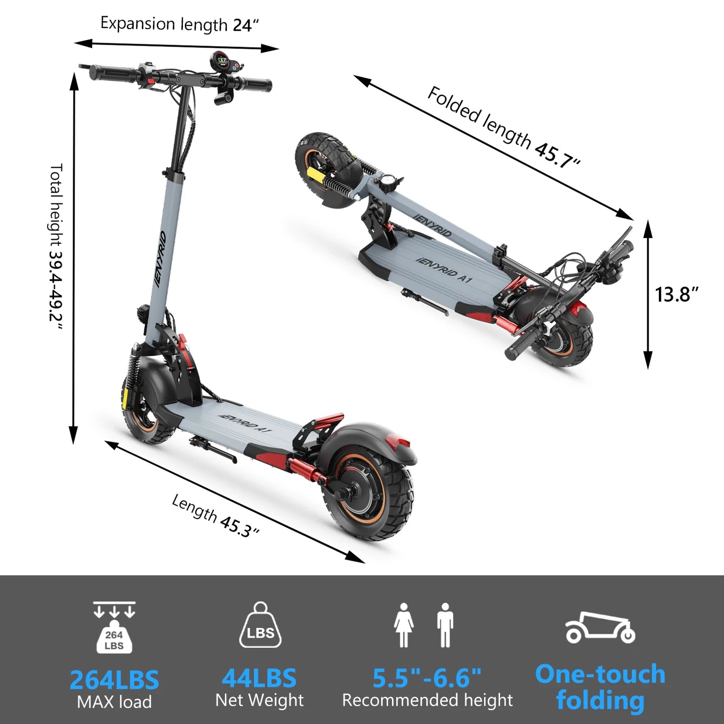 IENYRID A1 Foldable Electric Scooter 800W 48V 20-30km Range