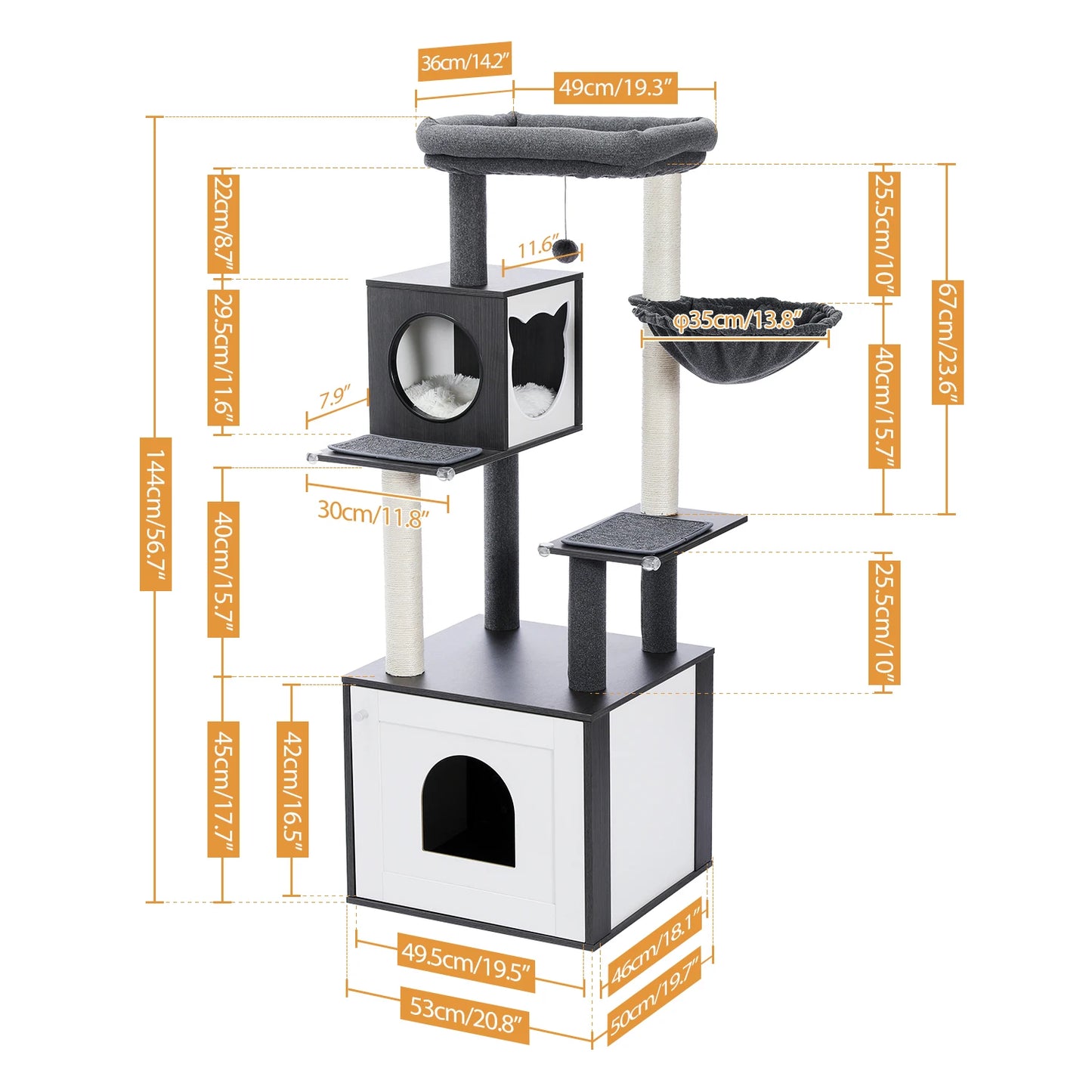 PAWZ Road Multi-Level Cat Tree Indoor Wood Tower With Posts