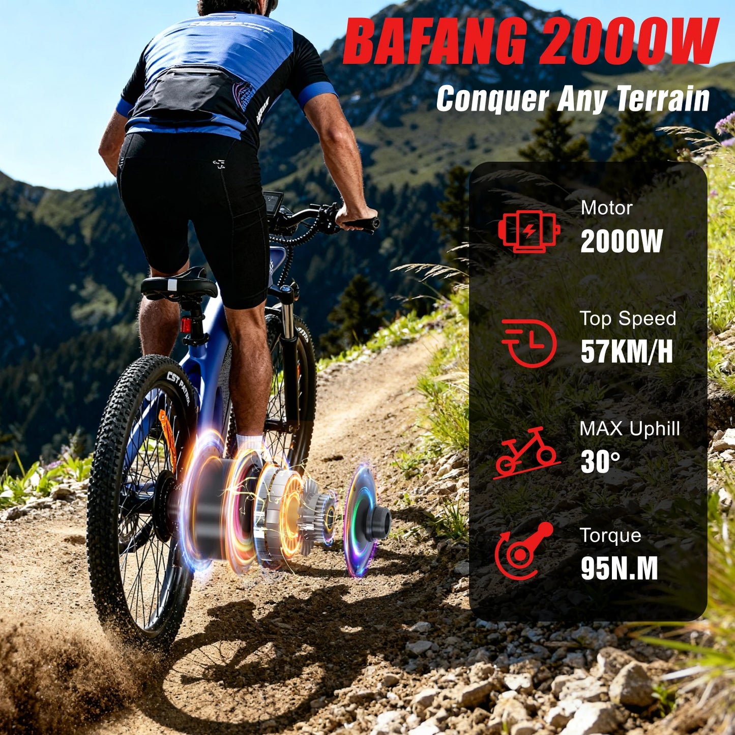 HUANCE HX Q5 2000W Electric Mountain Ebike With Removable Battery