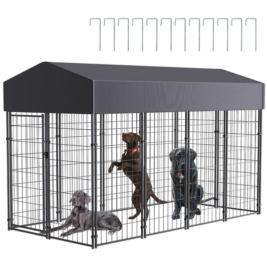 BINGOPAW Outdoor Dog Kennel With Welded Wire Canopy