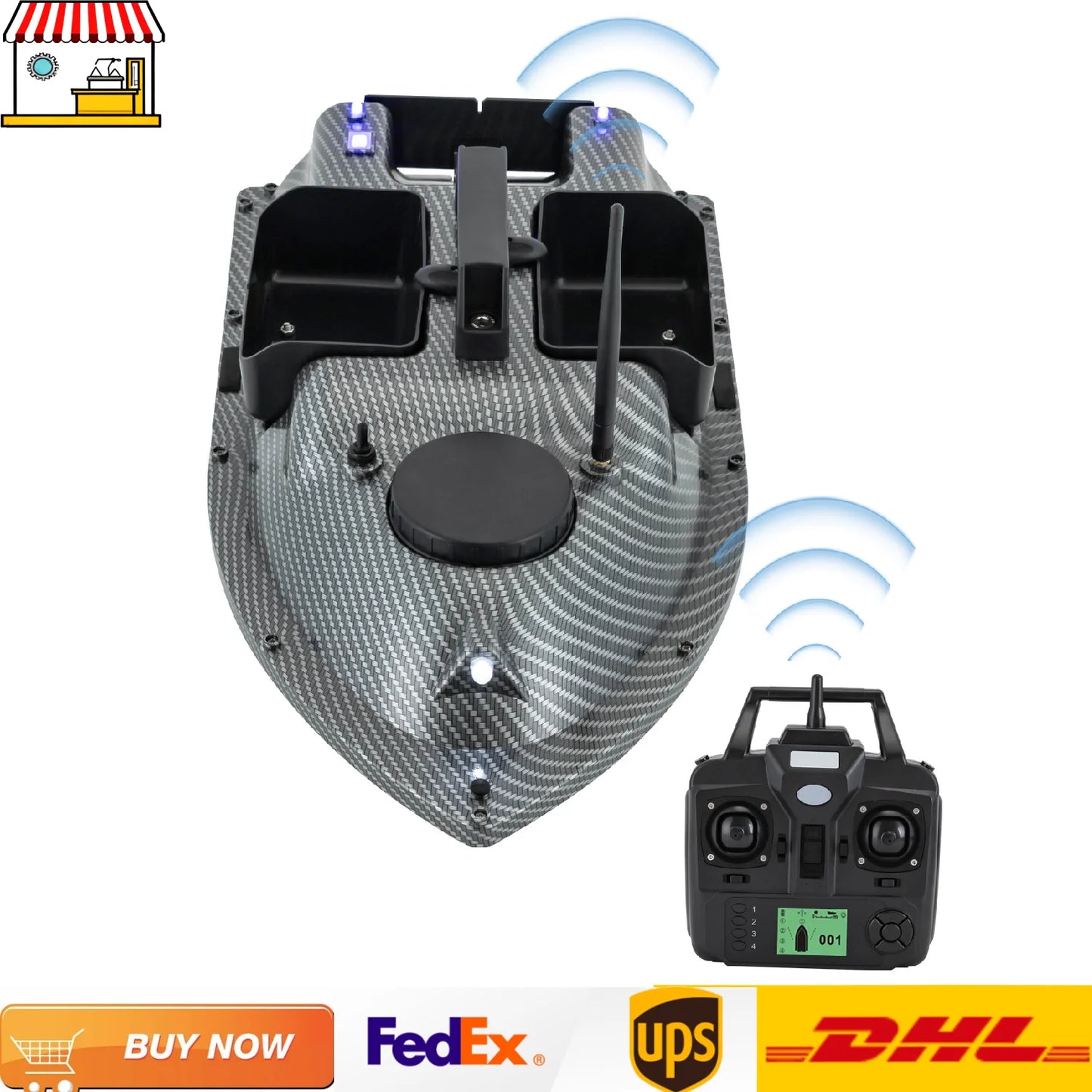 Rechargeable GPS Fishing Bait Boat With 2 Batteries 16 Points