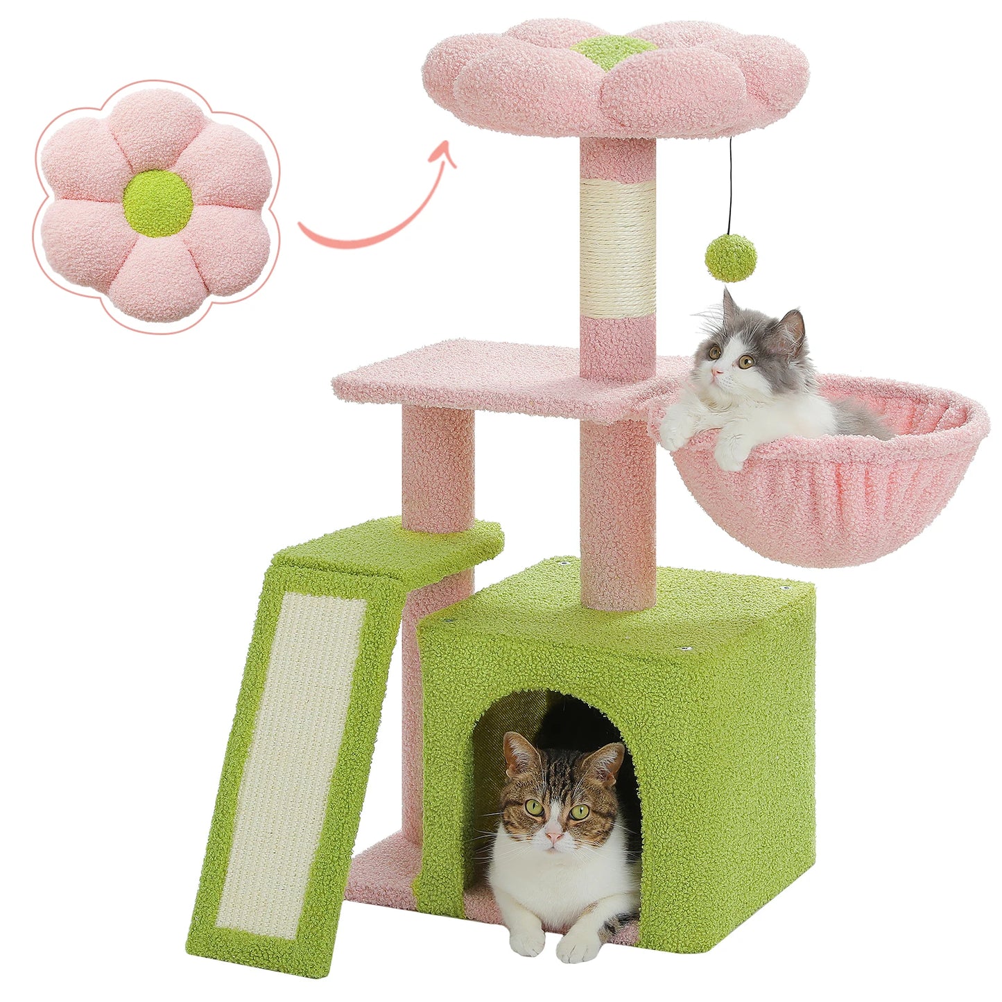 PEQULTICN Three Tier Cat Tree Tower With Sisal Scratching Post