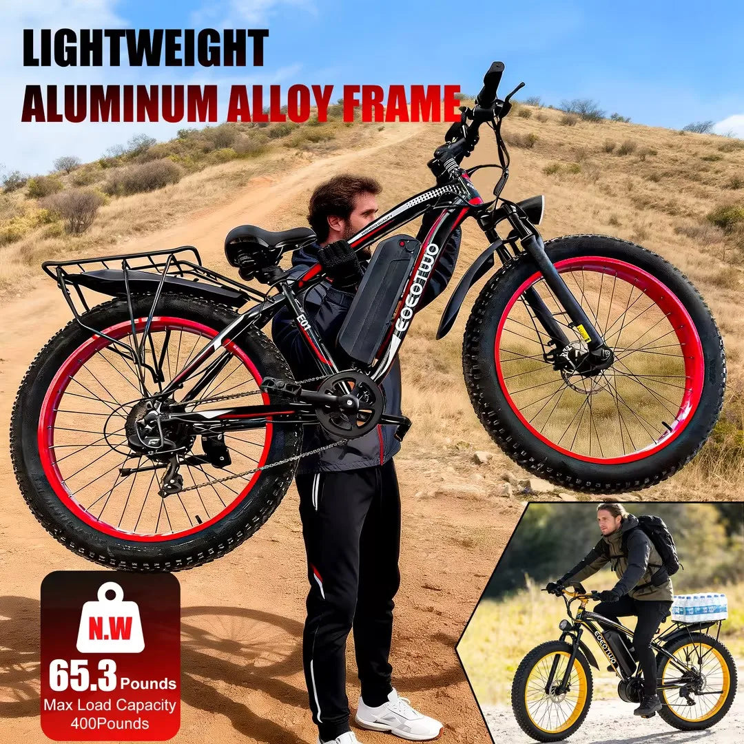 EOEOTWO 1500W Electric Fat Tire Mountain Bike 34MPH