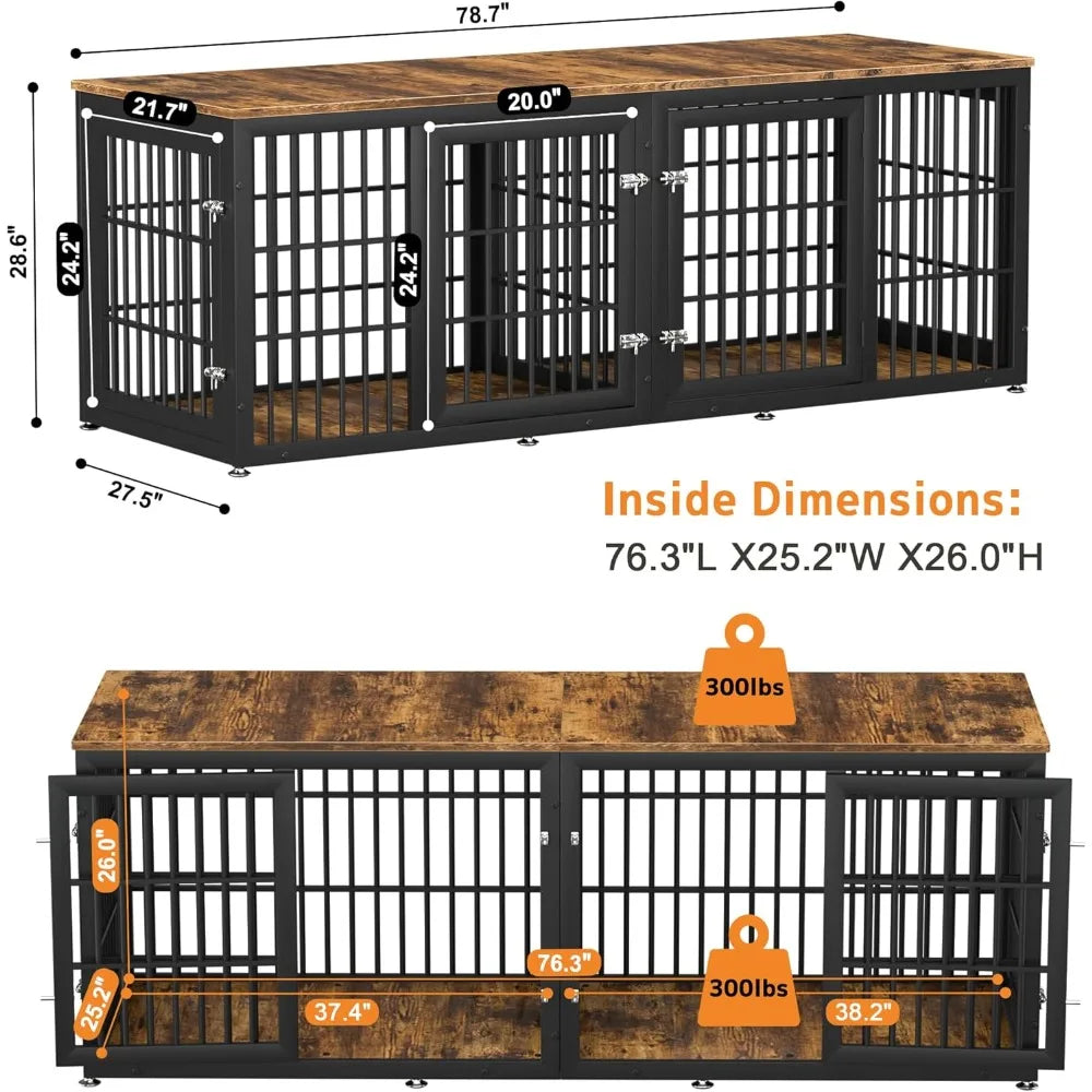 Decorative Wooden Dog Crate Furniture With Divider