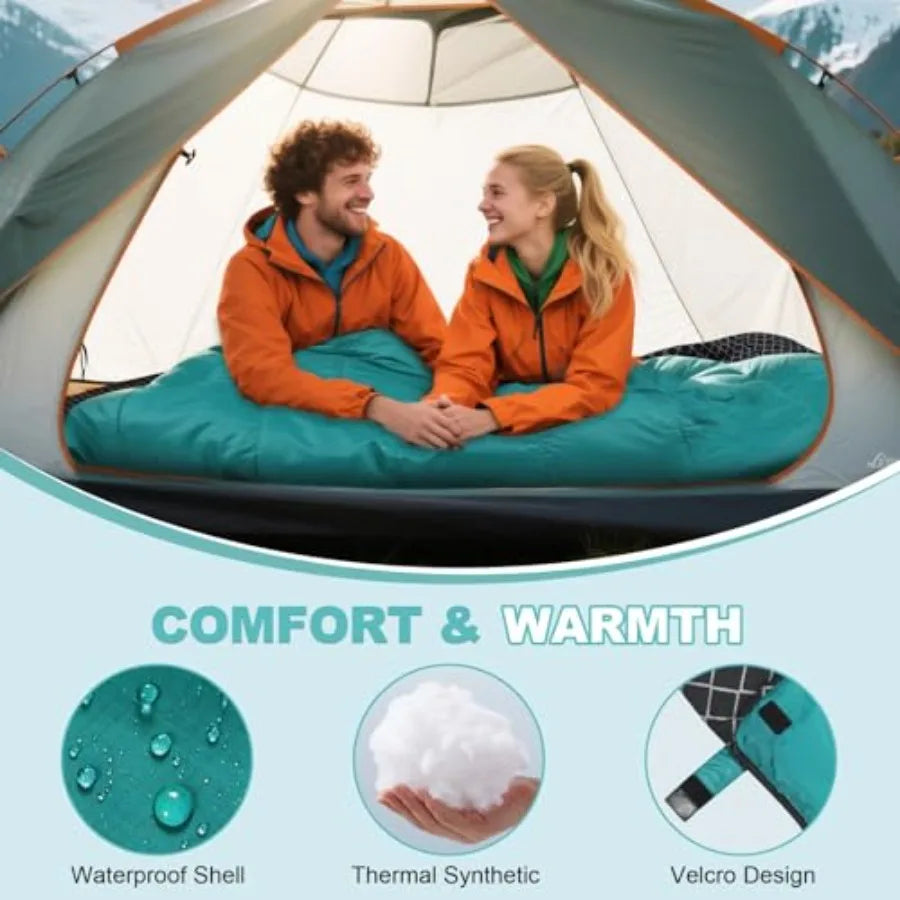 NONECN Cotton Flannel Double Sleeping Bag for Camping Waterproof