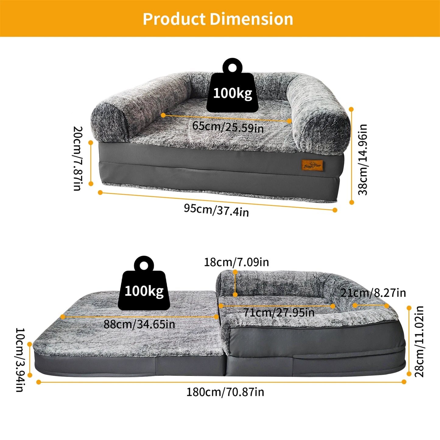 BINGOPAWCN Foldable Orthopedic Pet Bed With Plush Cushion