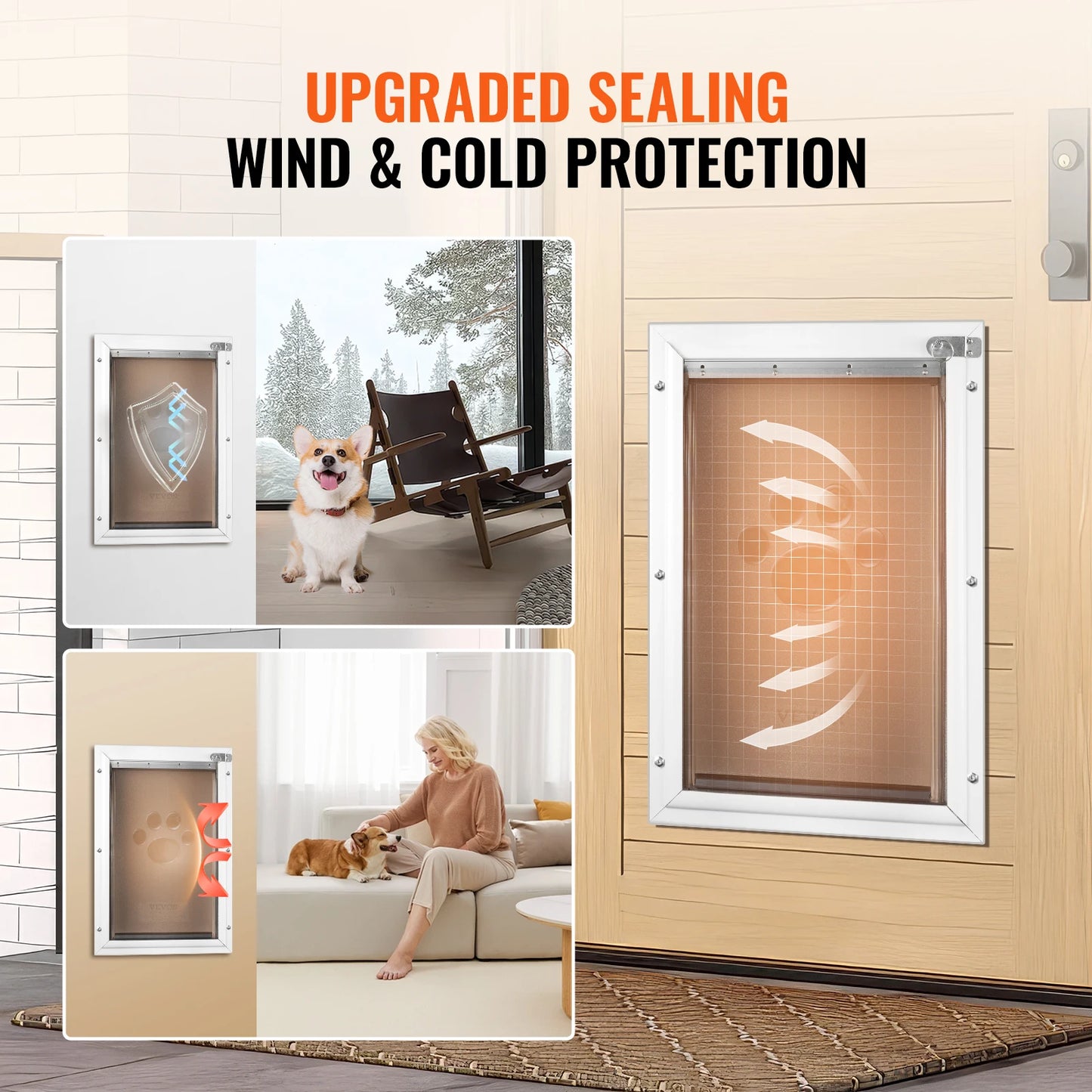 SucceBuy Dog Door Aluminum Frame With Lockable Flap