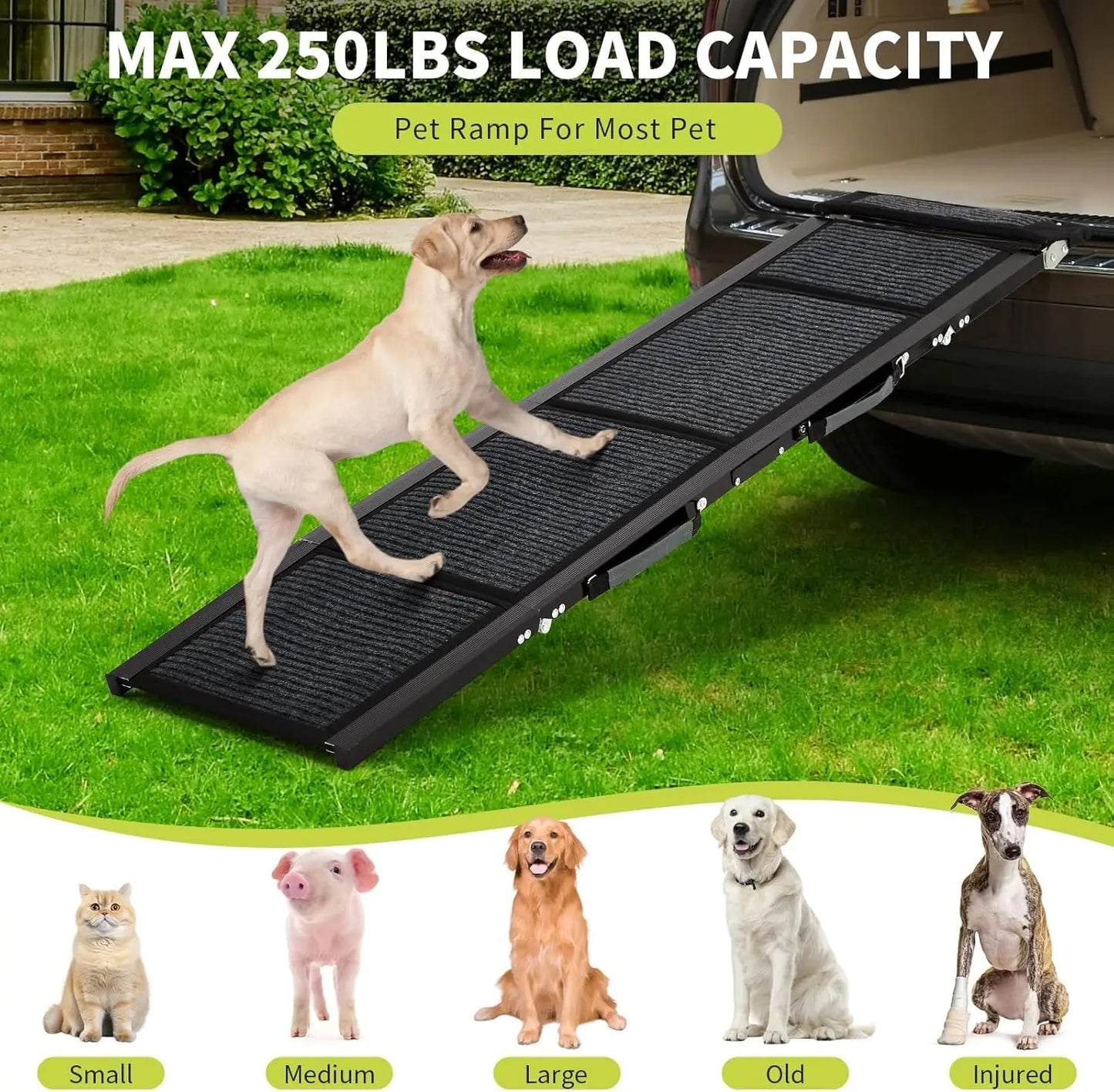 HiMISS Dog Ramp For Car Folding Pet Stairs Heavy Duty