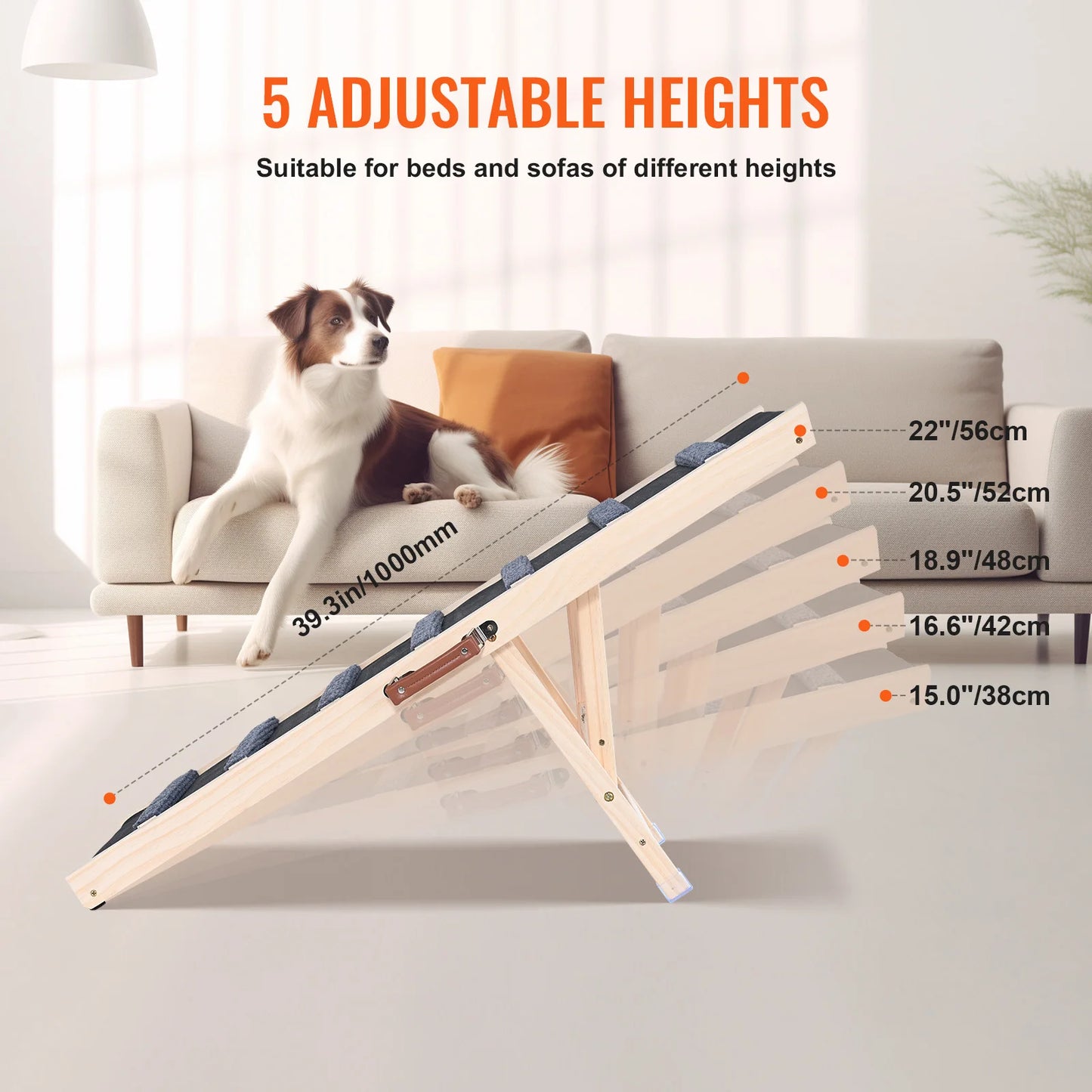 SucceBuy Anti Slip Folding Dog Ramp With Adjustable Height