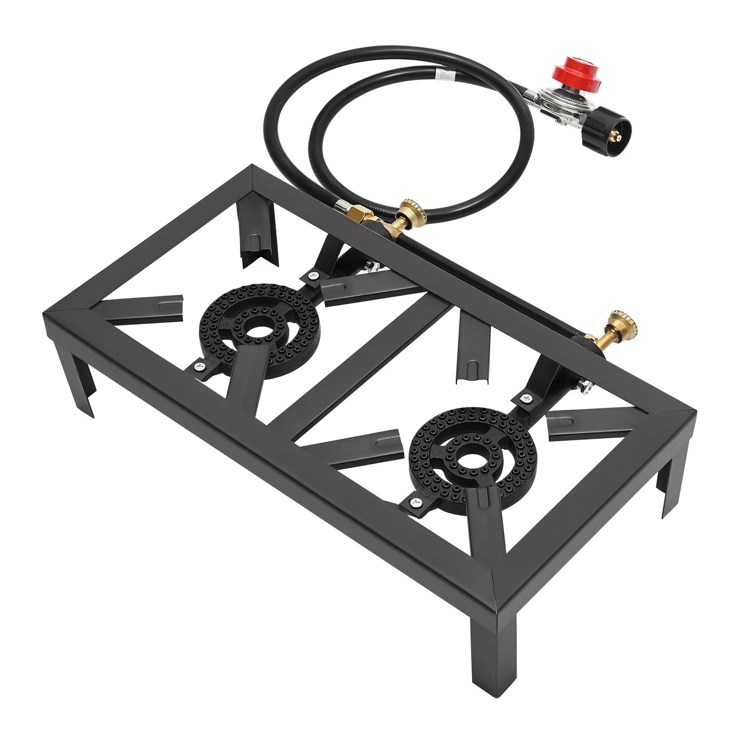 Portable Double Burner Gas Stove With 0-10 PSI Regulator Hose