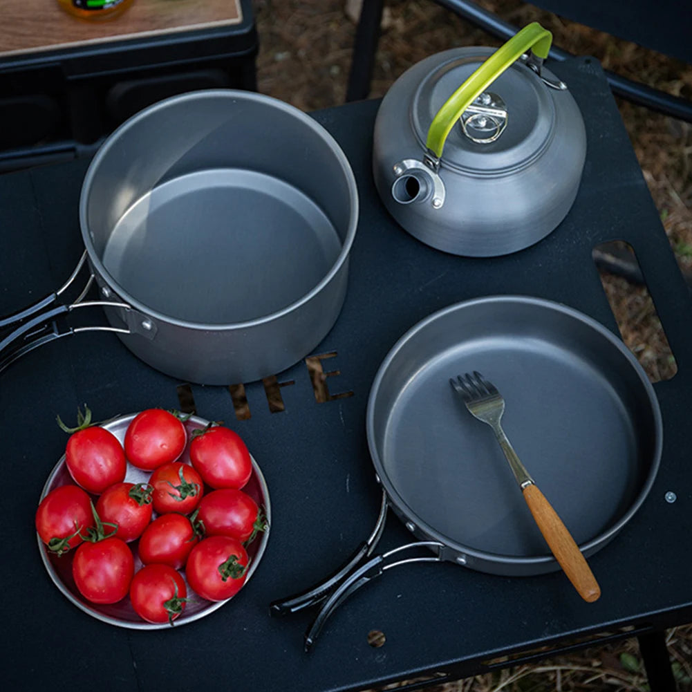 APWIKOGER Camping Cookware Set Outdoor Pot Pan Kettle Kit