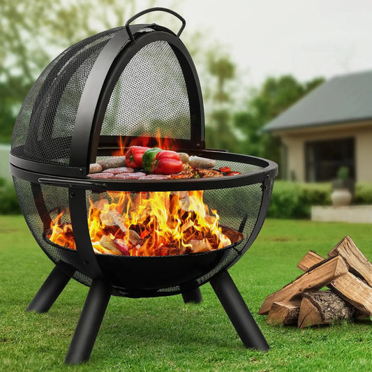Color Ball Of Fire Pit With BBQ Grill Fire Globe