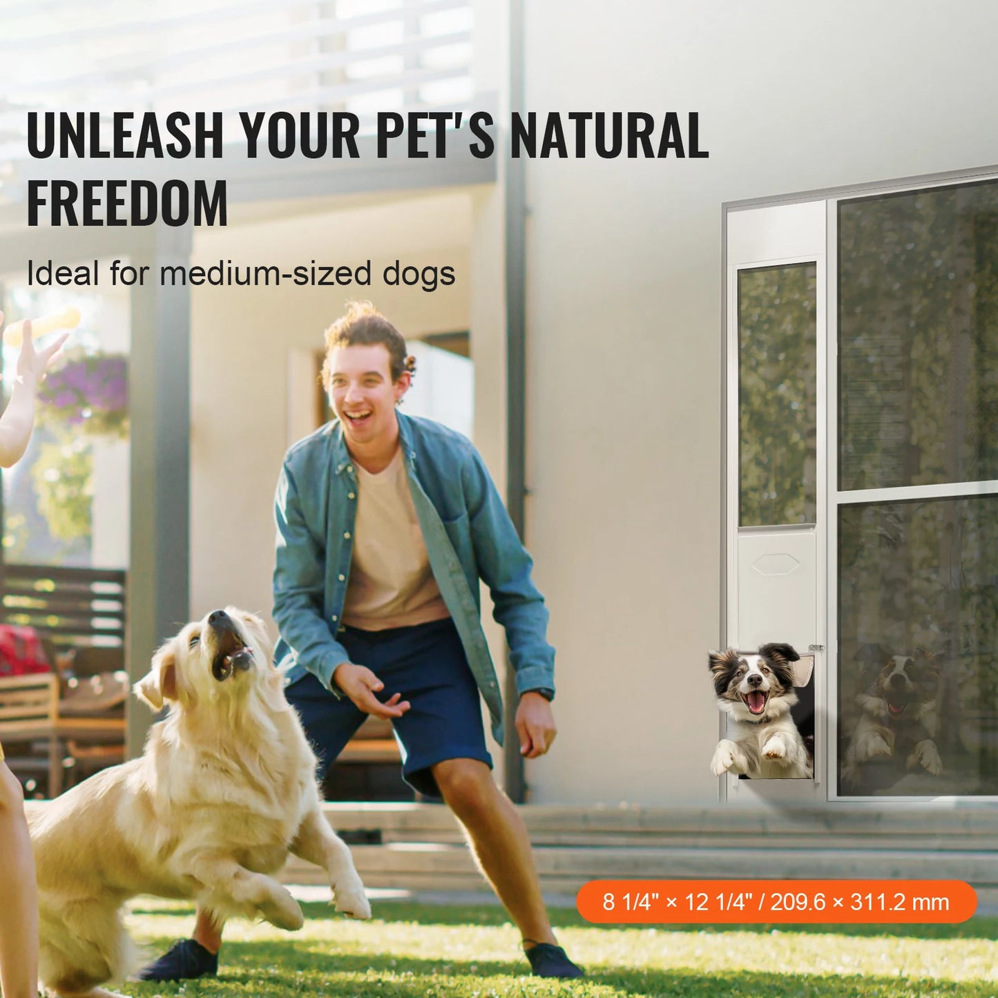 NONEDog Door Sliding Glass Pet Door Aluminum Frame
