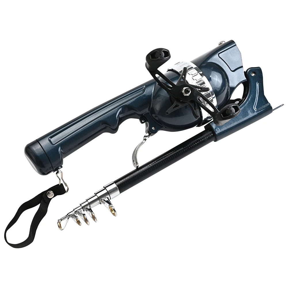 Alloet Portable Folding Telescopic Spinning Rod With Reel Carbon Fiber