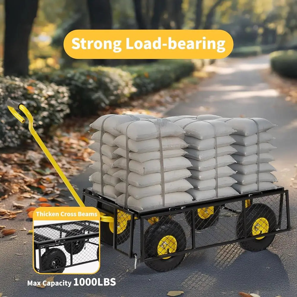 Heavy Duty 1000 Lbs Capacity Mesh Steel Garden Cart