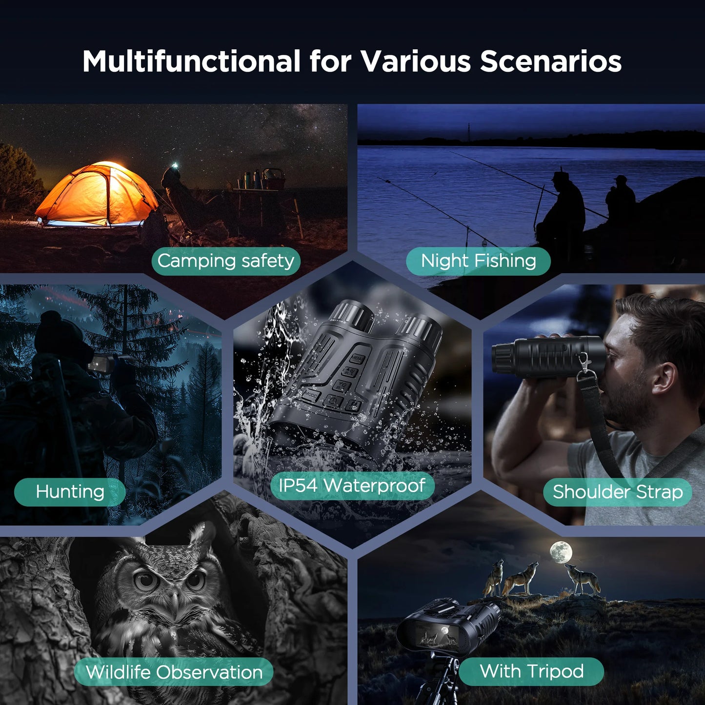 DIYIMINE Night Vision Binoculars IR Illuminator 4K Video Recording