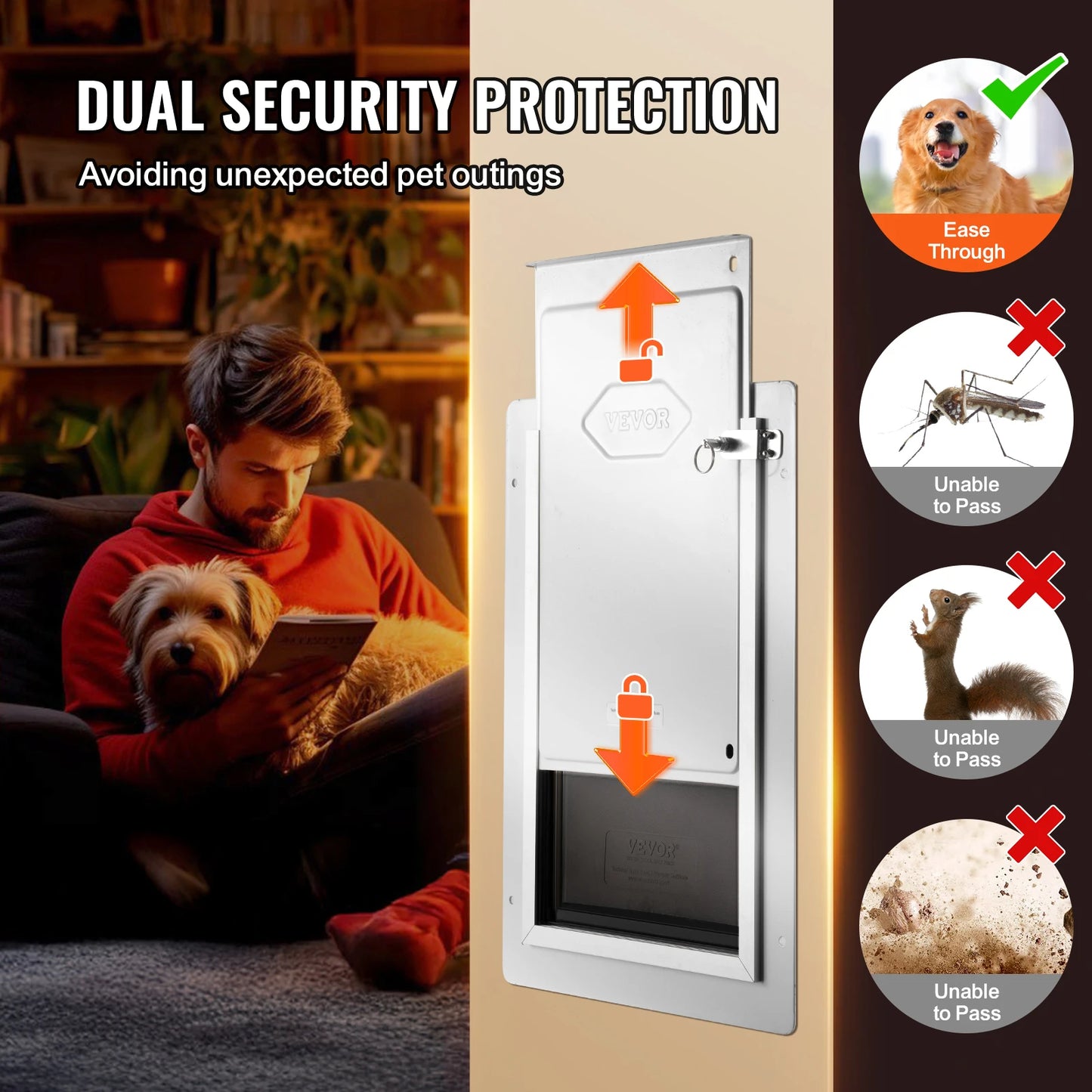 SucceBuy Pet Door With Metal Frame Lock 3 Flap Weatherproof