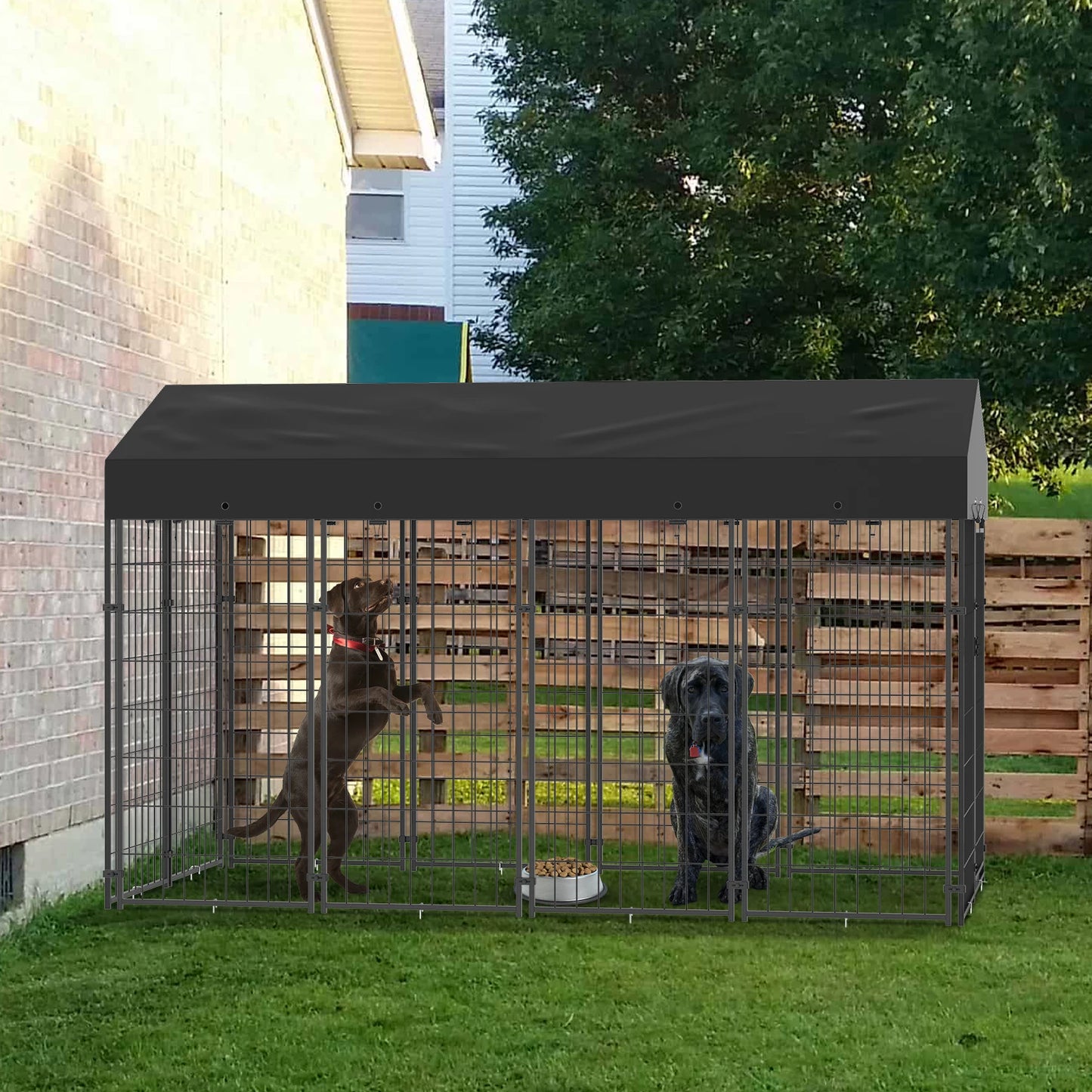BINGOPAW Outdoor Dog Kennel With Welded Wire Canopy