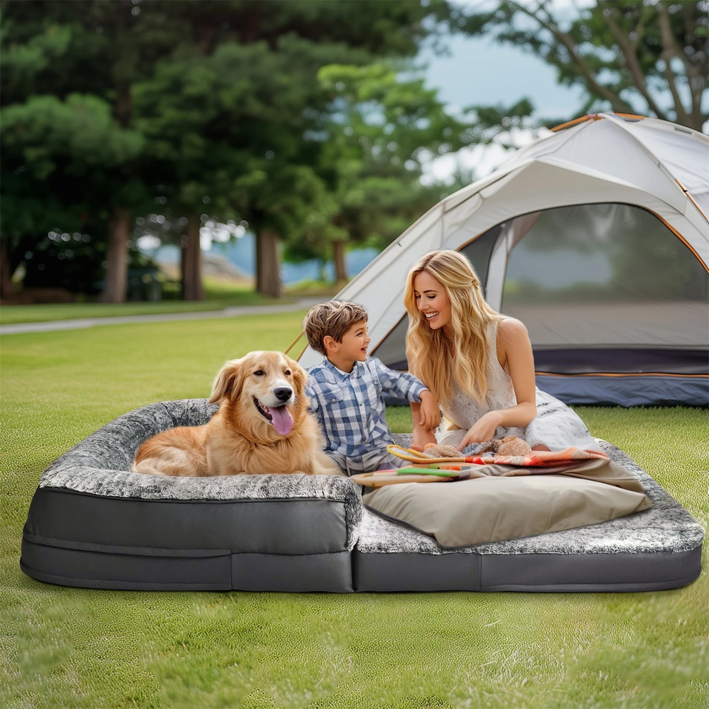 BINGOPAWCN Foldable Orthopedic Pet Bed With Plush Cushion