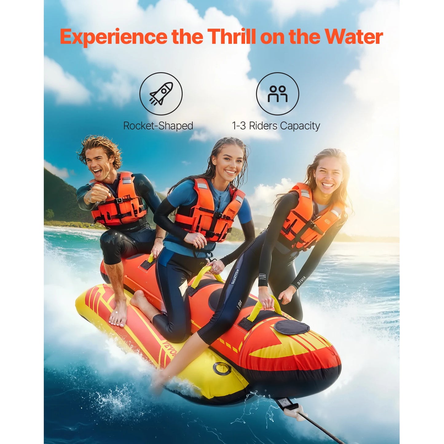 SucceBuy Towable Inflatable Tube for Boating Water Sports