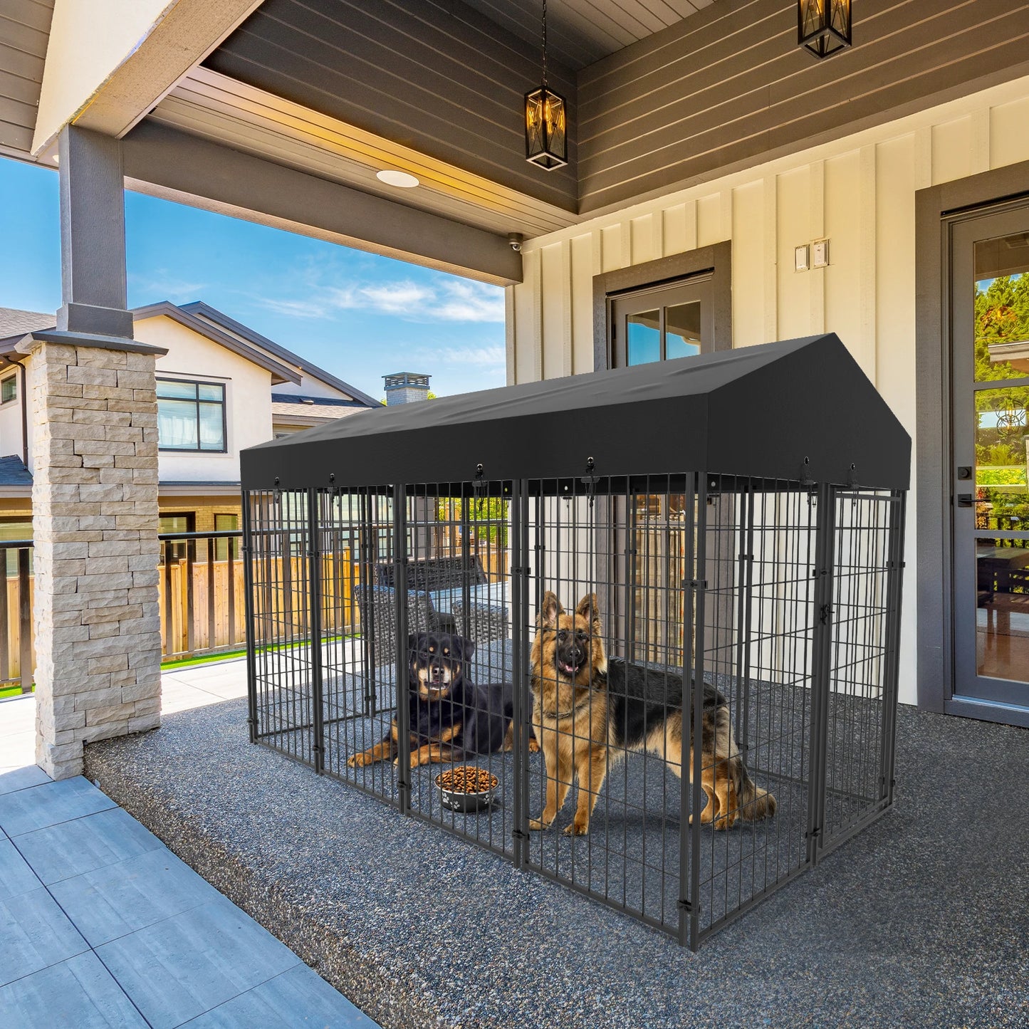 BINGOPAW Outdoor Dog Kennel With Welded Wire Canopy