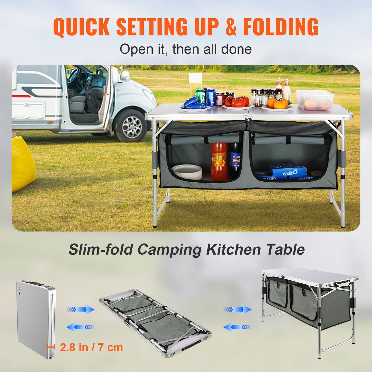 VEVOR Camping Kitchen Table Quick Set Folding Table
