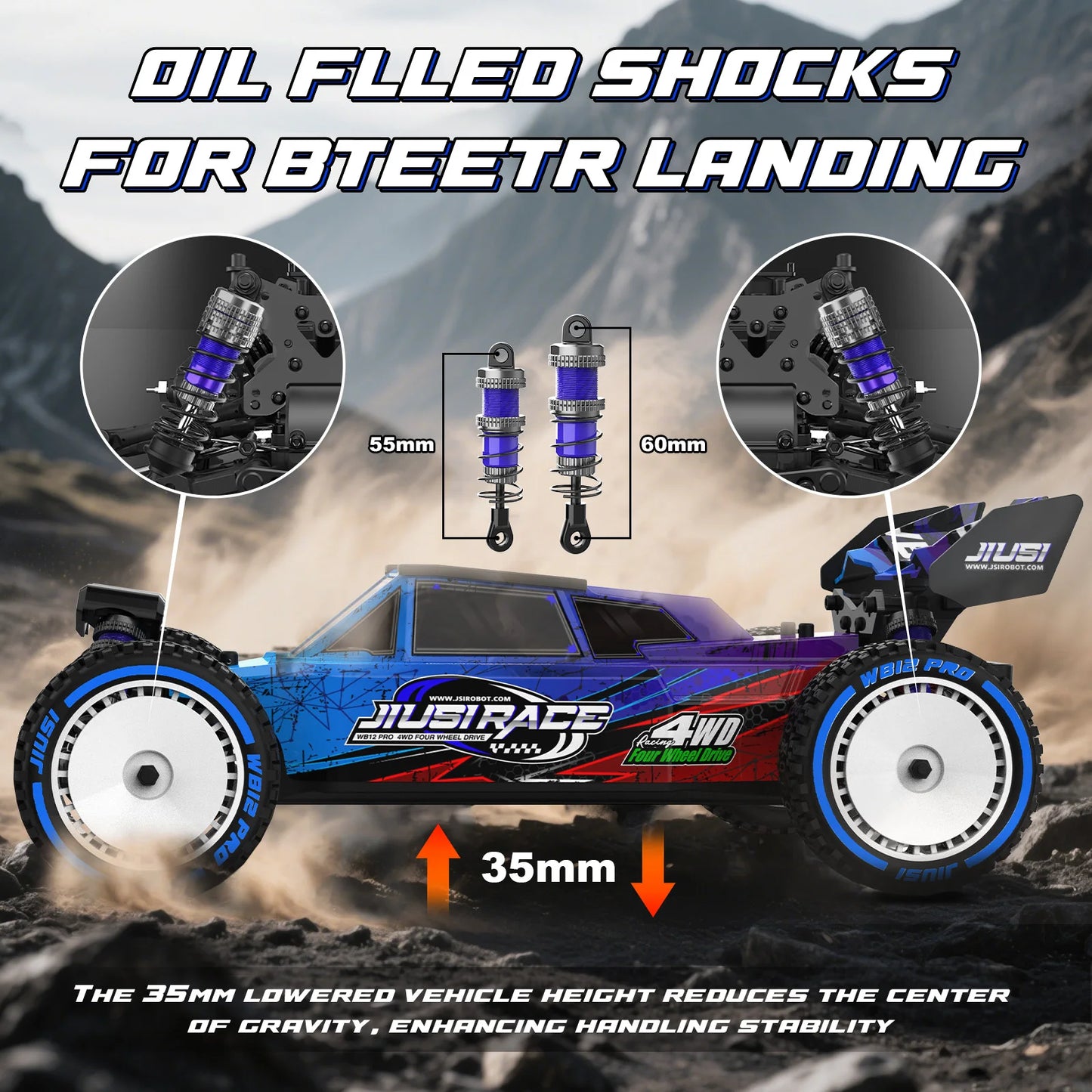 JIUSICE WB12 PRO 4WD RC Car Brushless Remote Control