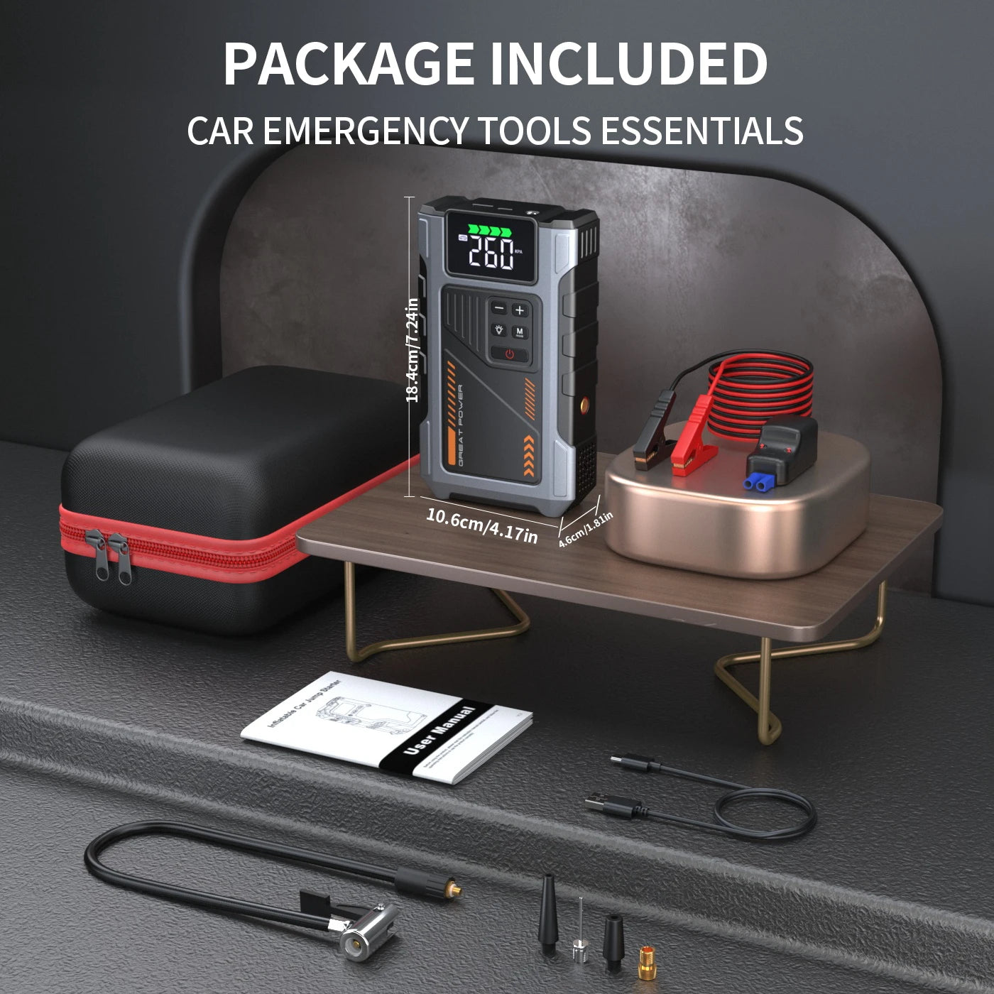 Geeneu Portable Car Jump Starter With Air Compressor