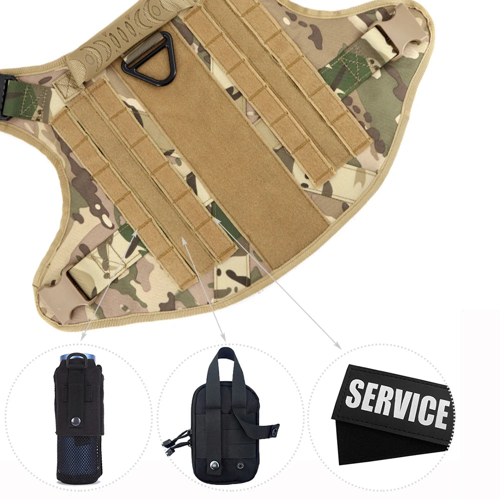 PETRAVELCN Military Large Dog Harness Vest With Leash And Accessories
