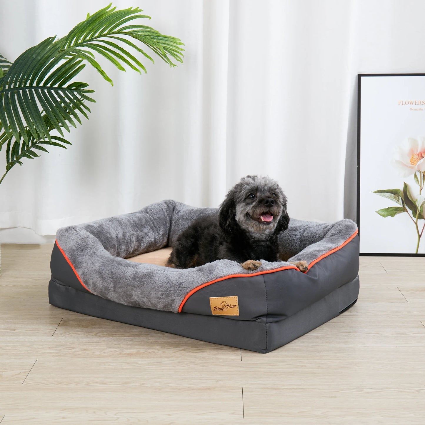BINGOPAWC Orthopedic Dog Bed With Removable Cover Cotton Padded