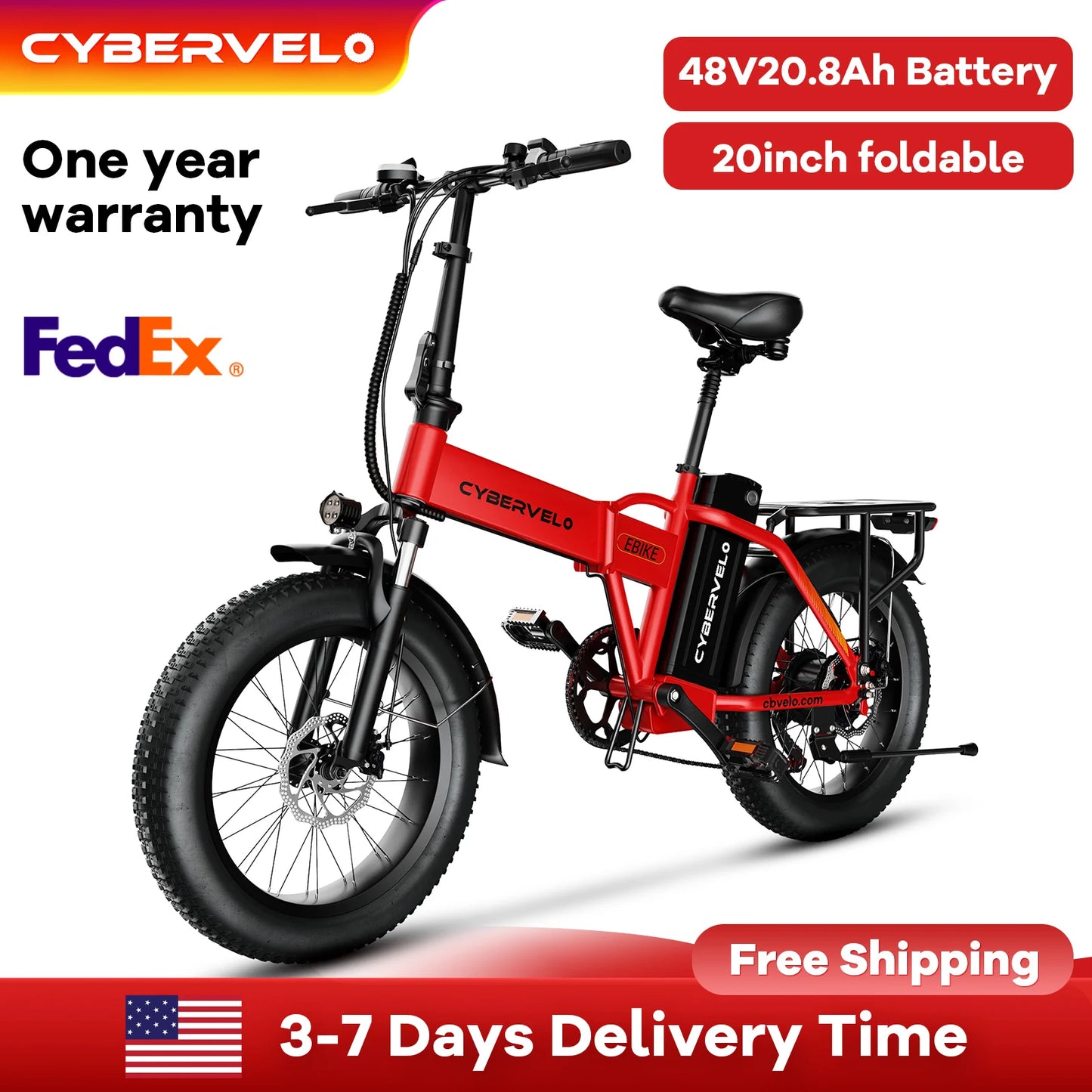 CYBERVELO MARS700 Foldable Electric Bike With Removable Battery