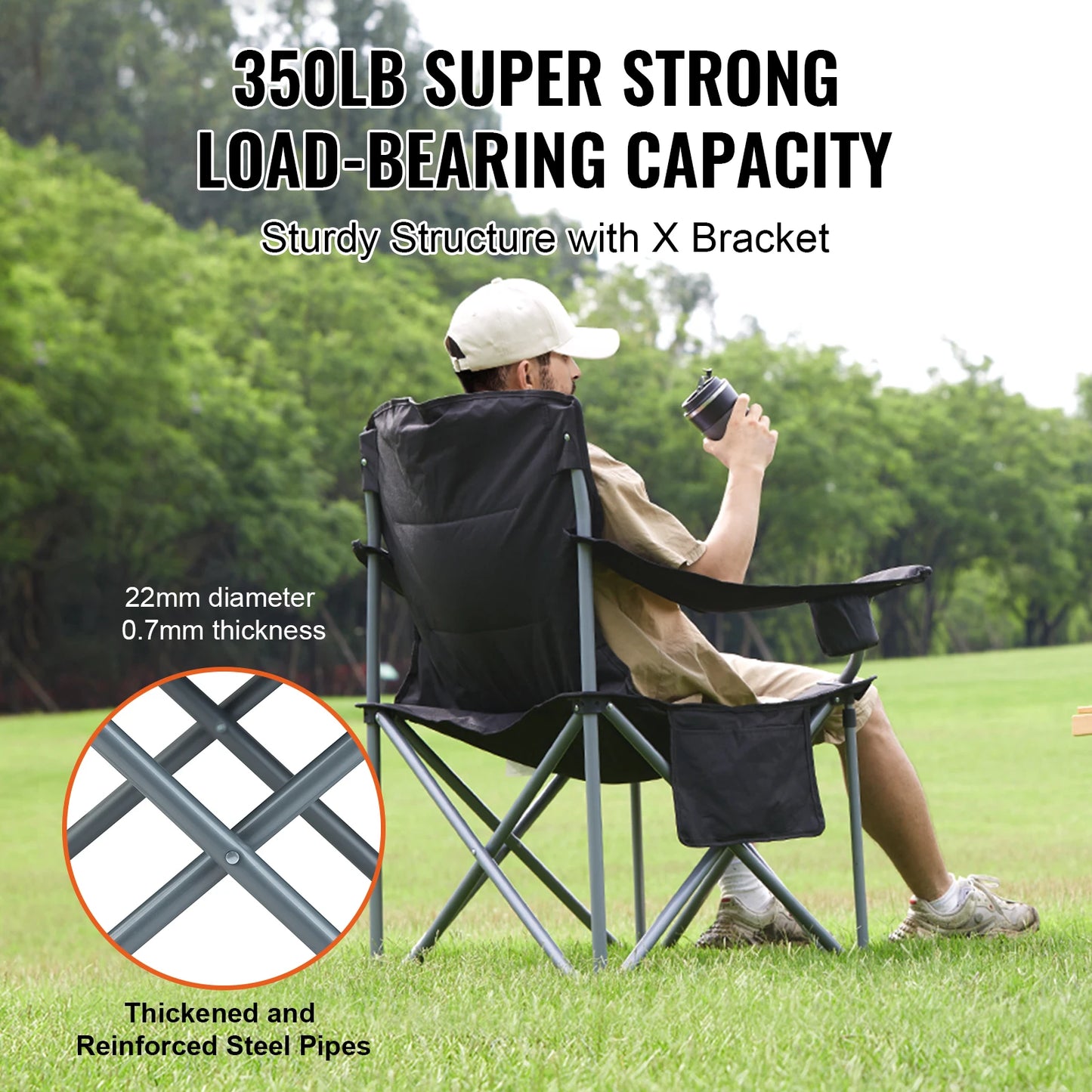 SucceBuy Outdoor Folding Chair Ultralight Portable 350lbs
