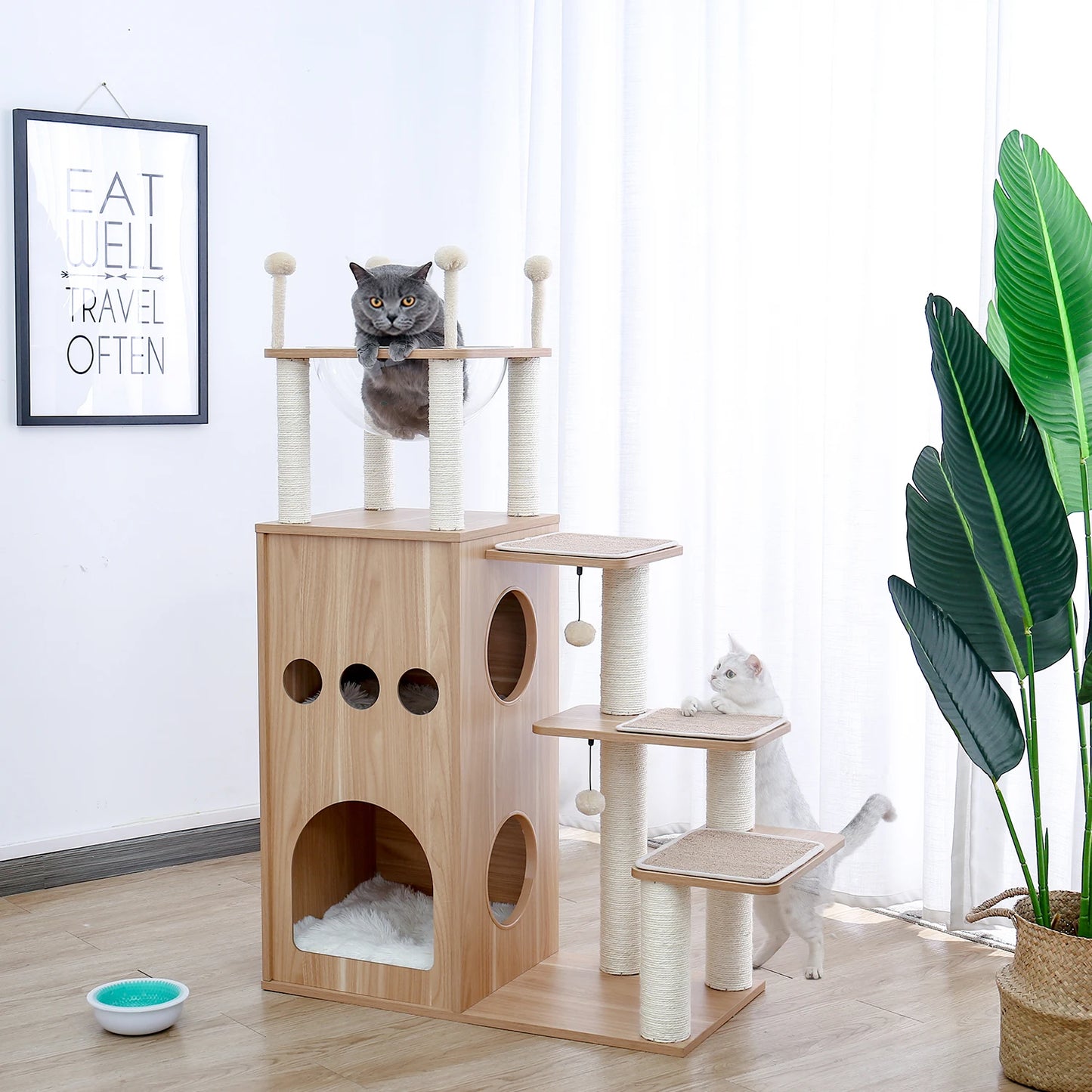 PAWZ Road Multi-Level Cat Tree Indoor Wood Tower With Posts