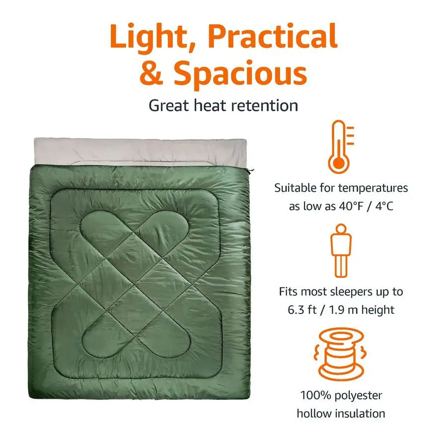 Two-Person Cold Weather Sleeping Bag for Outdoor Camping